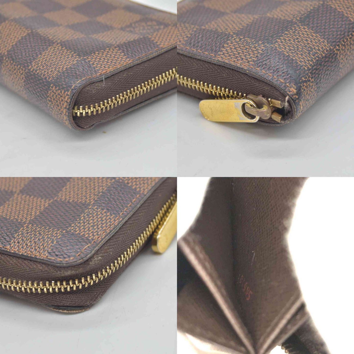 $560 2011 Louis Vuitton Damier Zippy Zip Coin Purse Wallet Brown SN5101