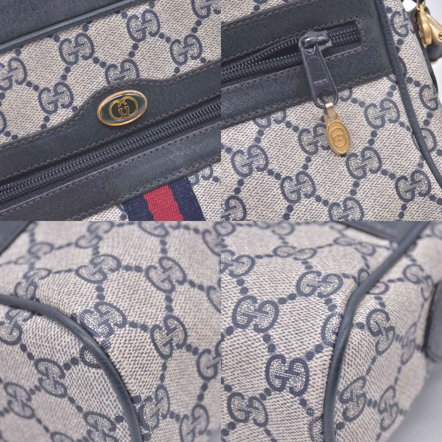 $1100 Gucci Vintage Ophidia Shoulder Bag GG Canvas Small Blue