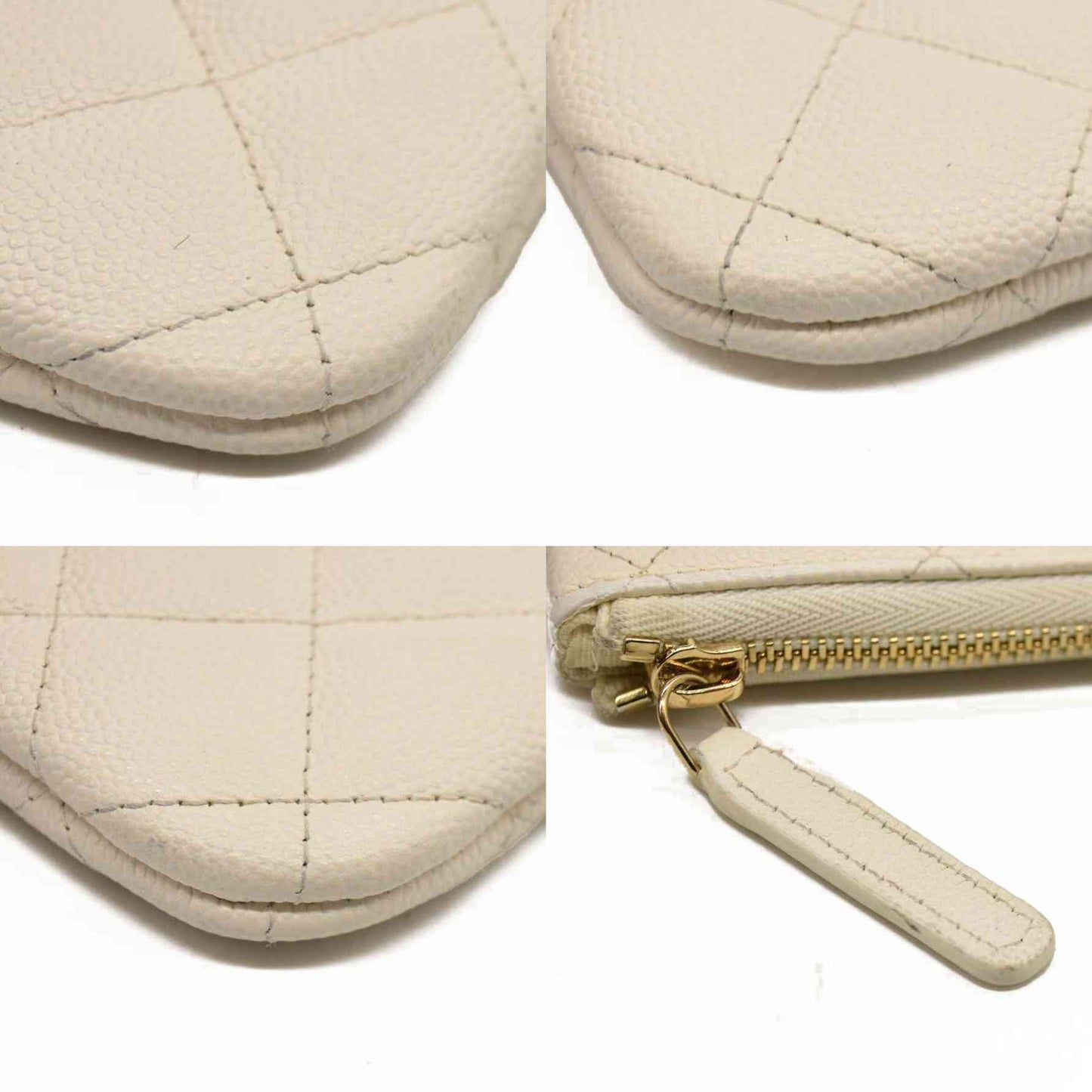 Chanel  Caviar Quilted Small Cosmetic Case White