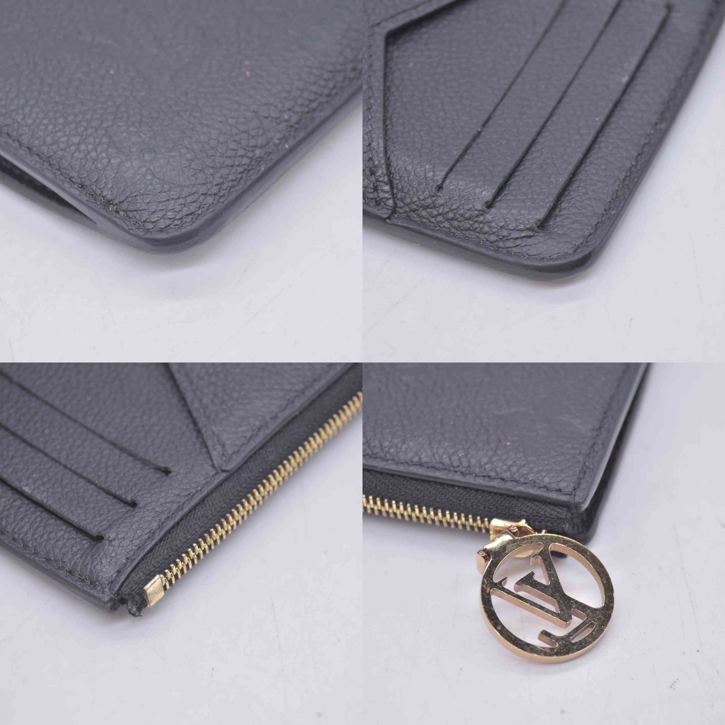 $590 RFID Louis Vuitton Monogram Empreinte Romy Leather Card Holder