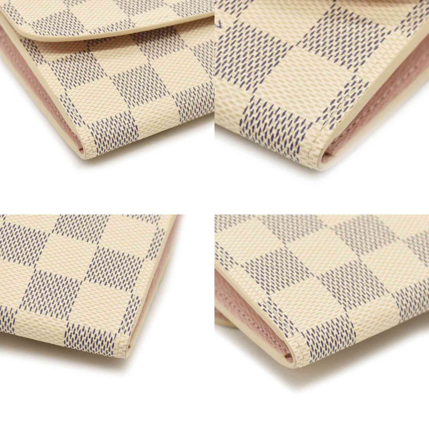 LOUIS VUITTON Damier Azur Emilie Wallet Rose Ballerine