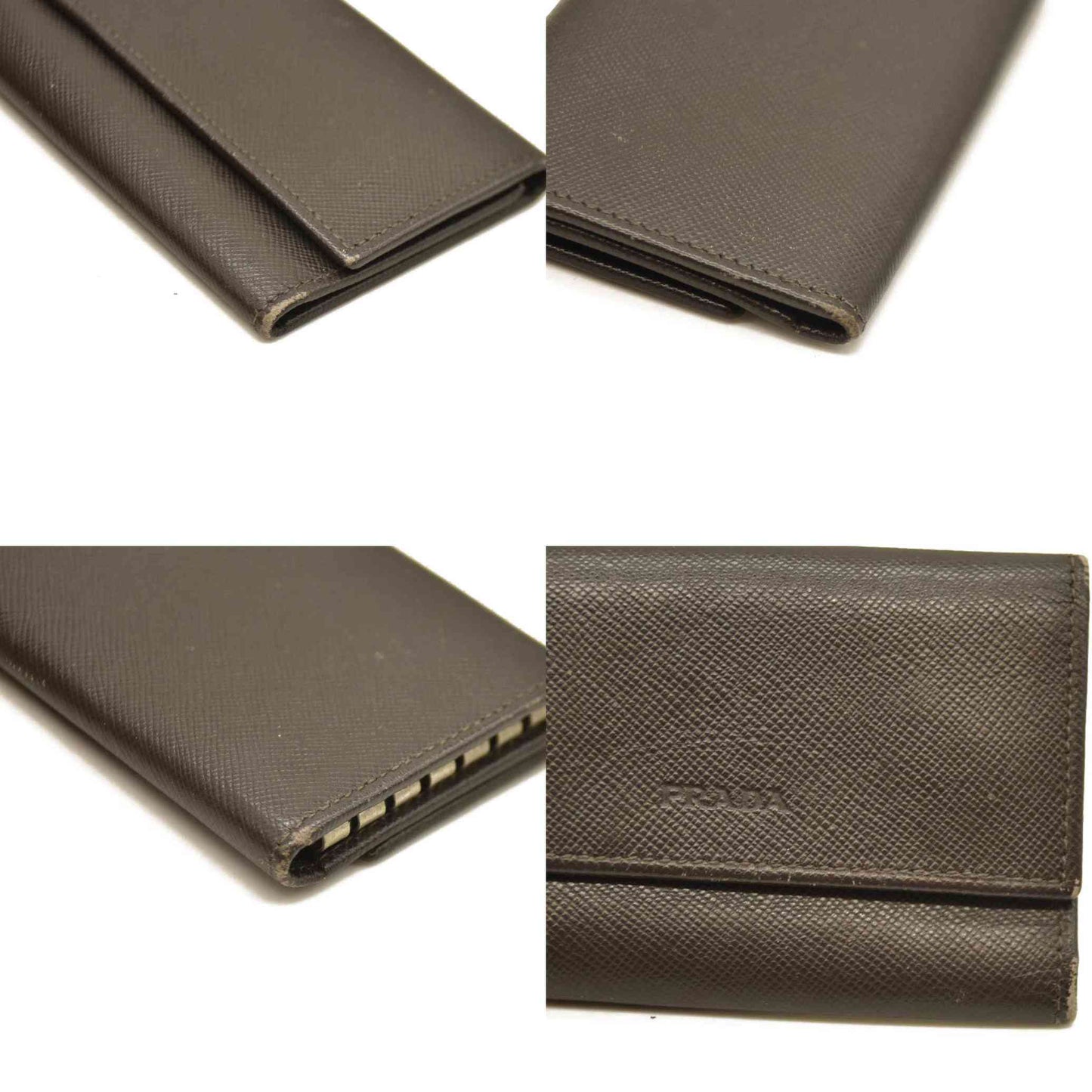 PRADA Saffiano Leather 6 Ring Key Case Brown
