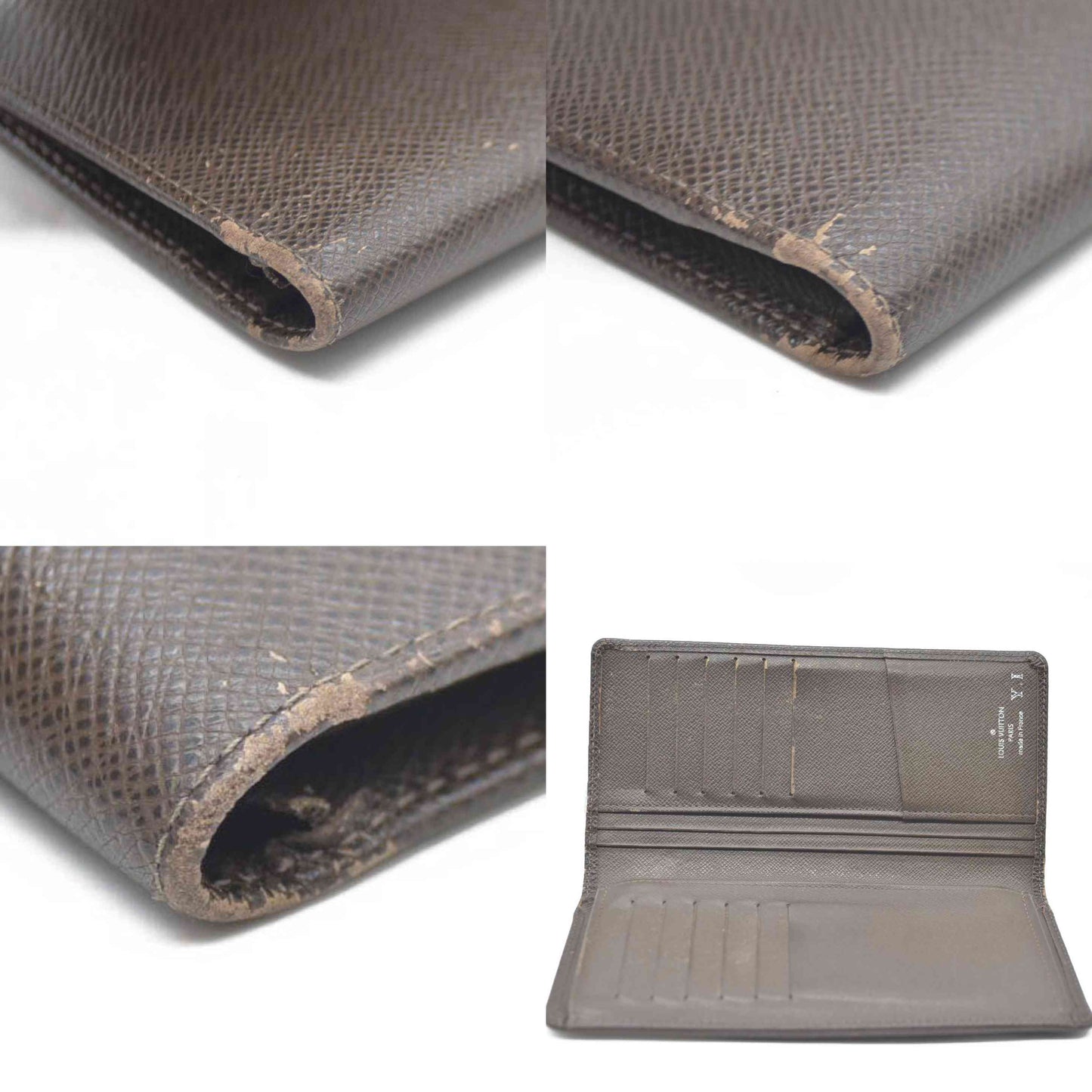 Louis Vuitton Taiga Porte feiulle Brazza Leather Long Wallet Grizzly SP4192