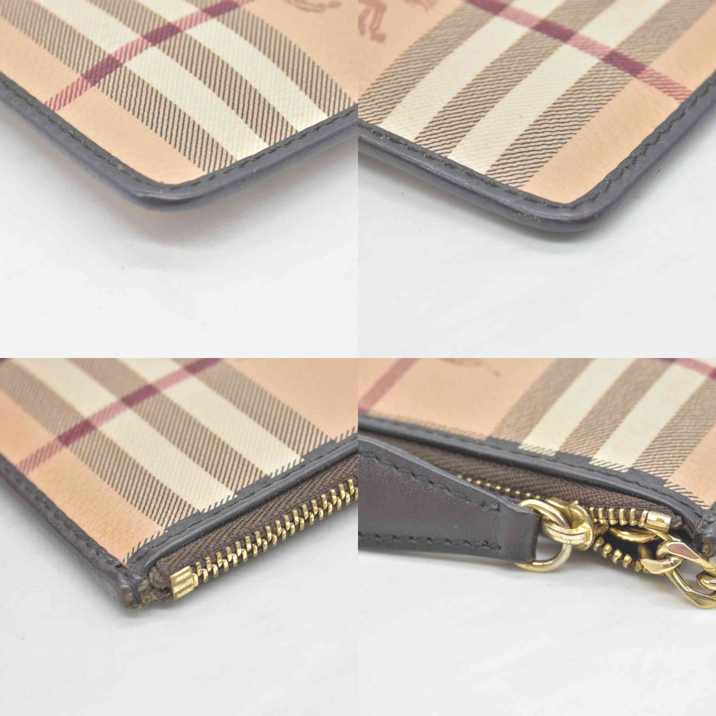 $350 BURBERRY Nova Check Coated Canvas Key Case Beige