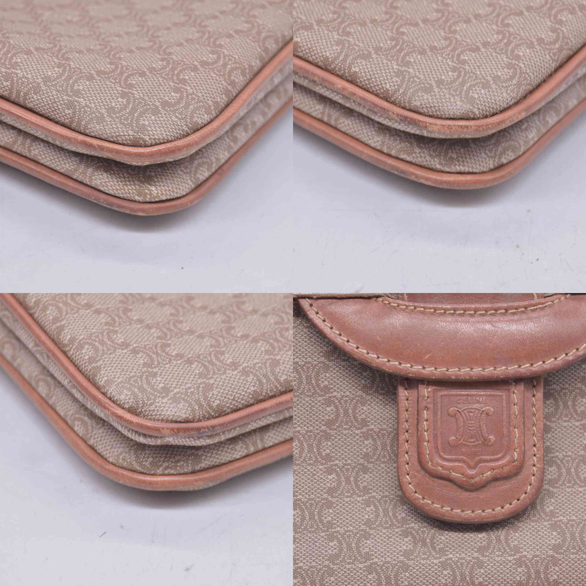 $1150 CELINE C Macadam Canvas Flap Shoulder Bag Chain Strap Tan CONSIGNMENT 10021189