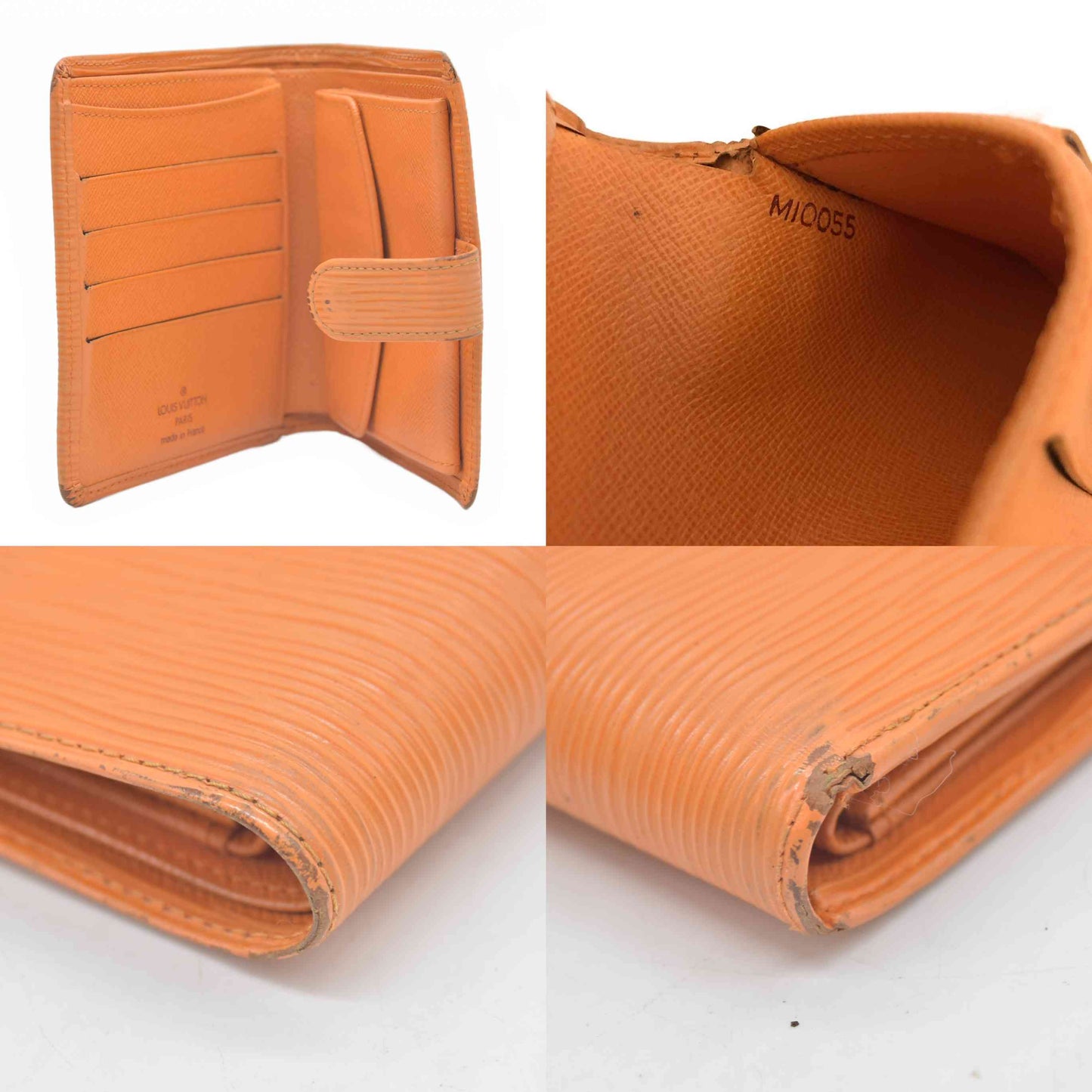 $690 2005 Louis Vuitton Epi Porte-Billets Compact Wallet Orange MI0055