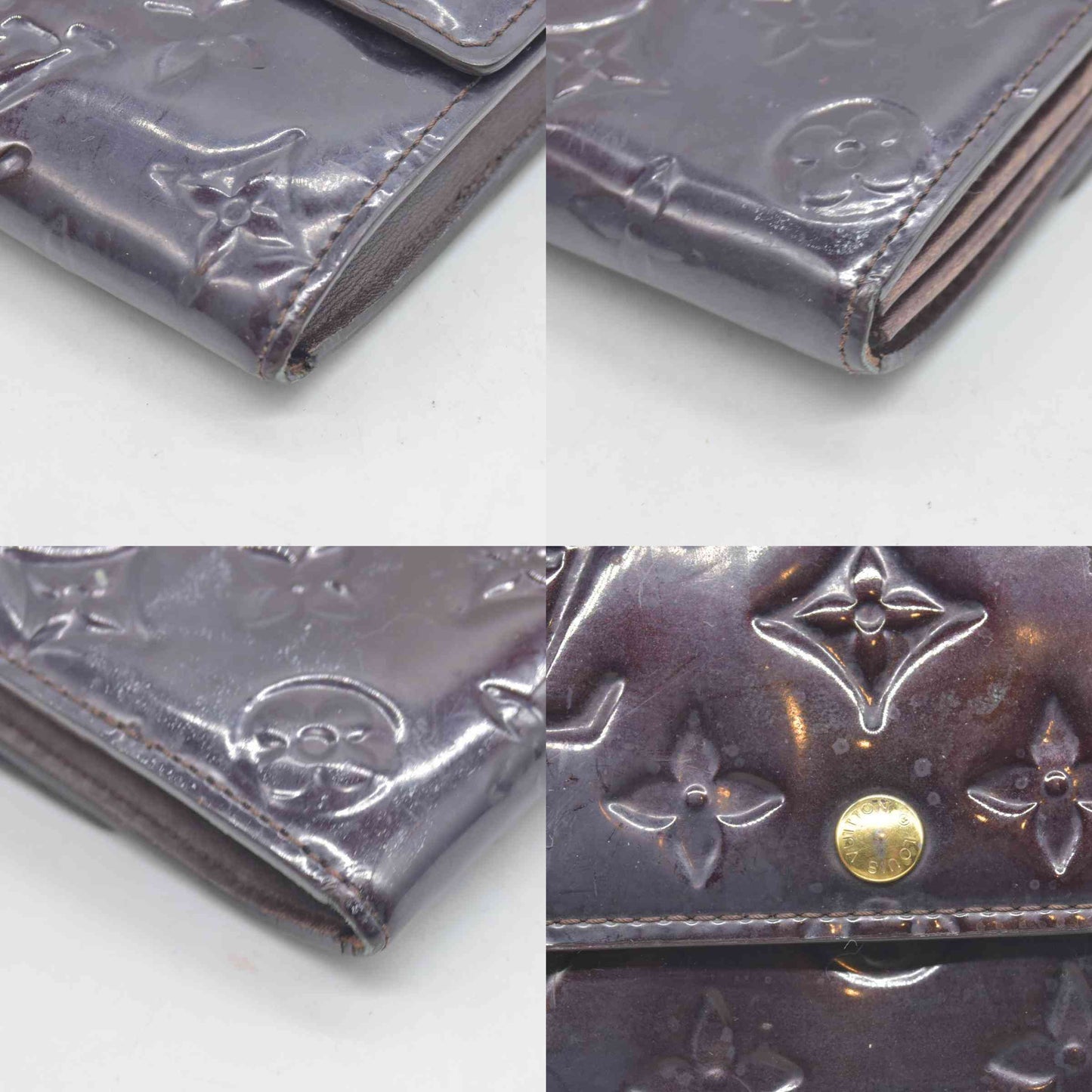 $840 Louis Vuitton Vintage Monogram Vernis Sarah Wallet Burgundy