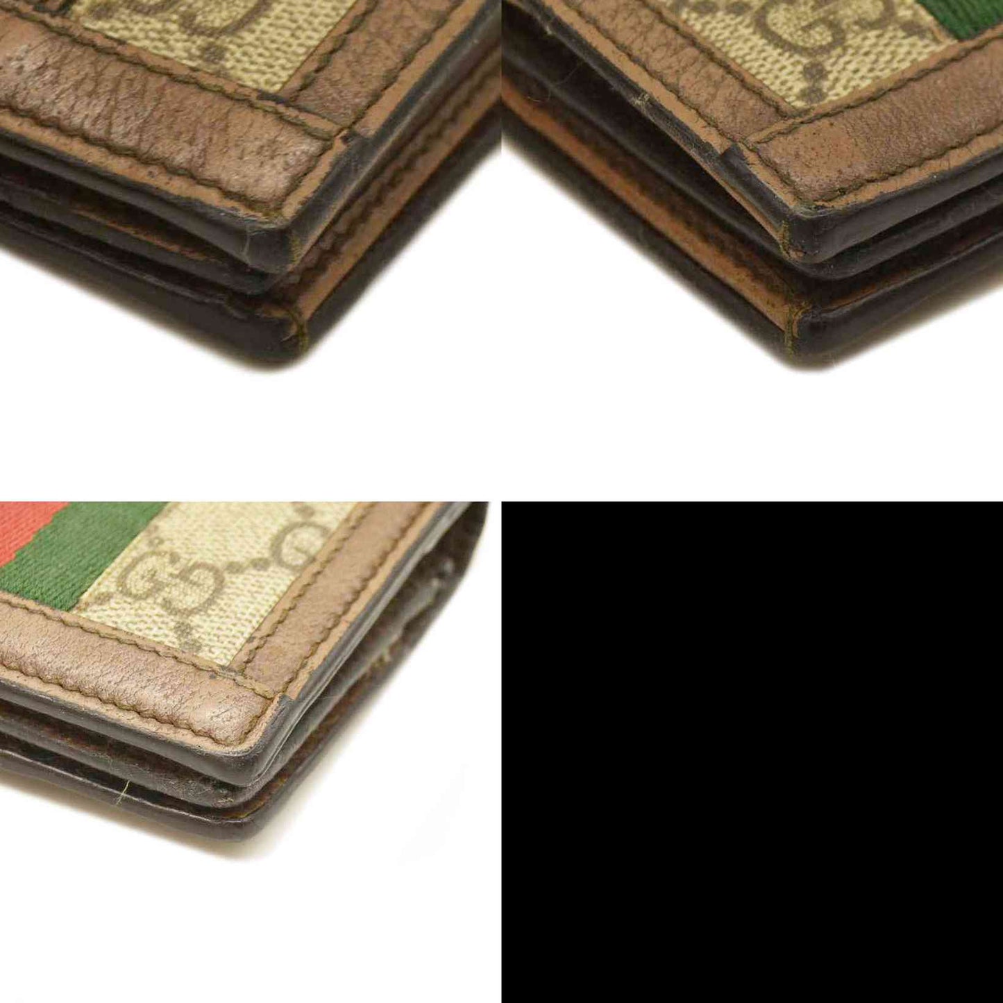 GUCCI Ophidia GG Logo PVC Bifold Wallet Beige