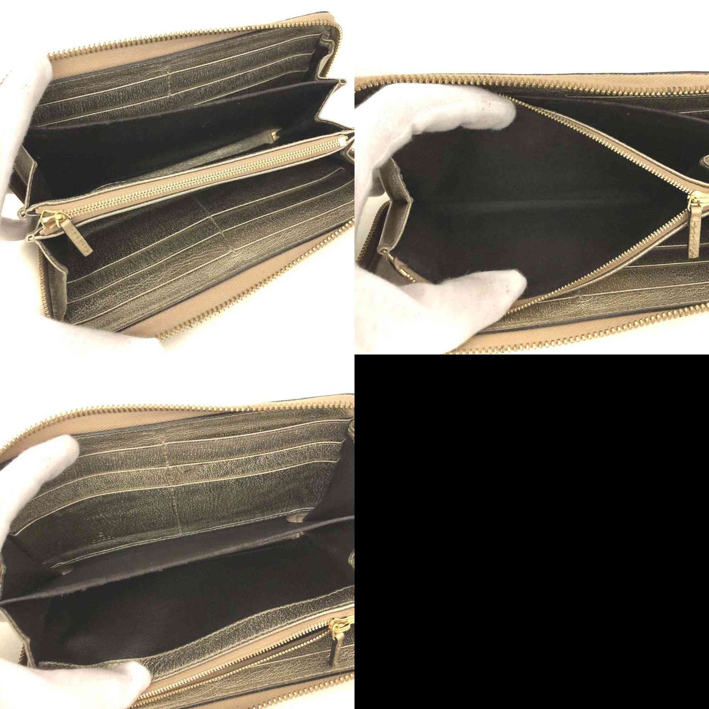 $830 Gucci GG Marmont Snake-Effect Leather Zip Around Wallet Gold CONSIGNMENT
