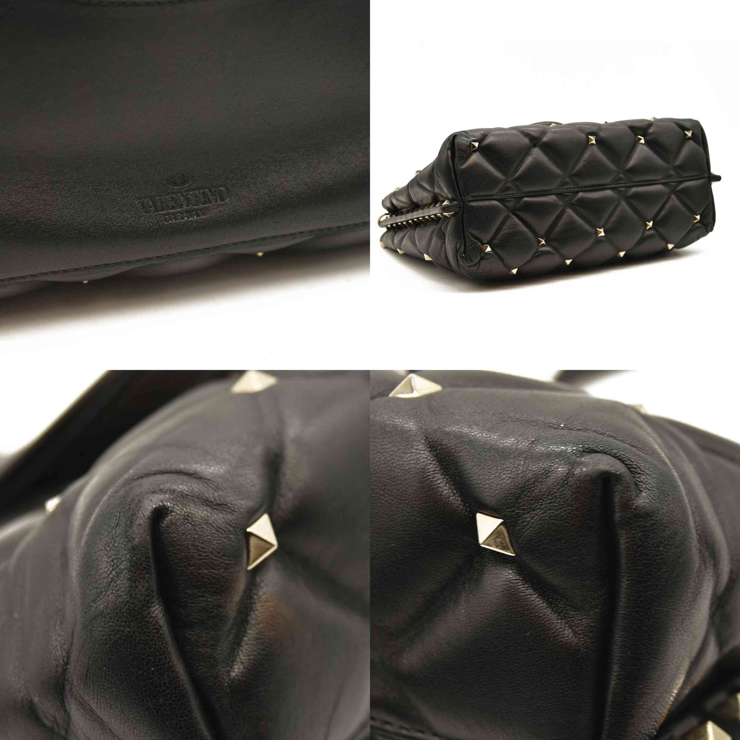 Valentino Garavani  Nappa Candystud Shoulder Bag Black