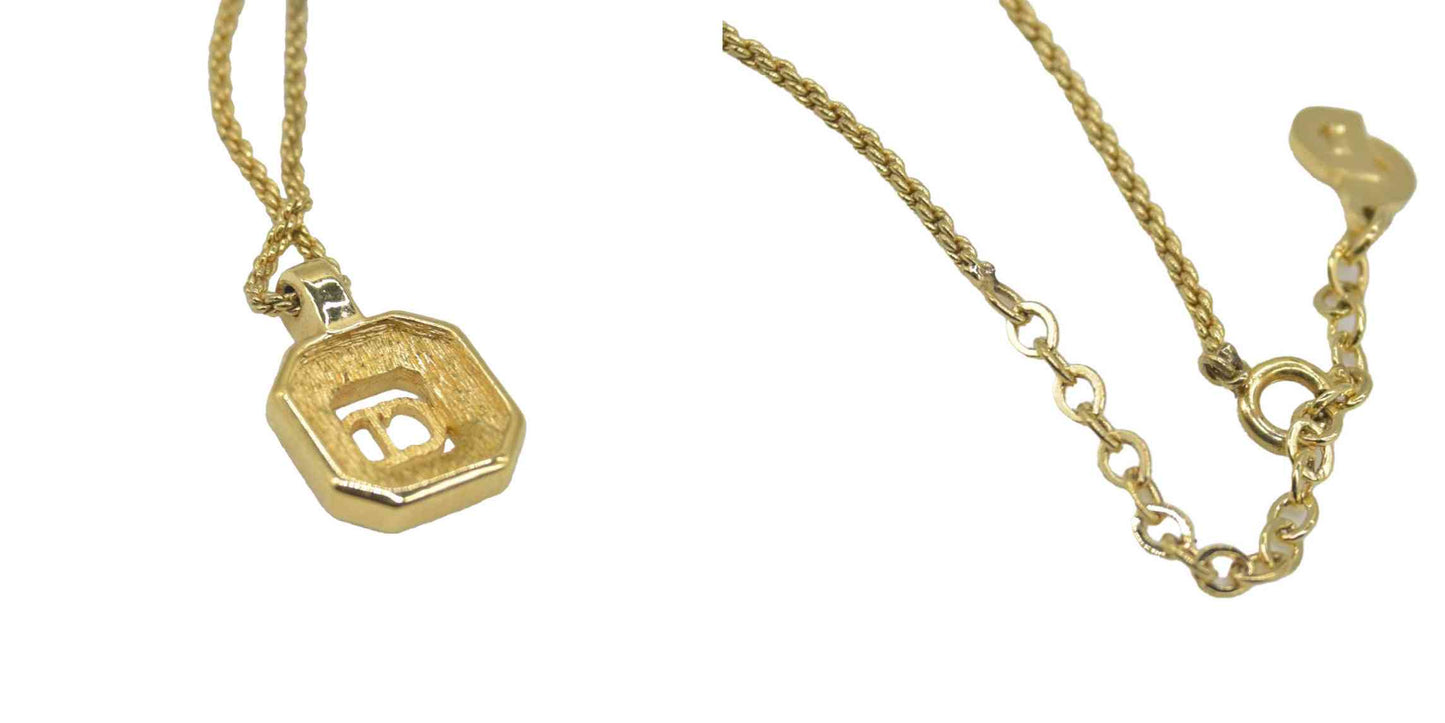 $350 Christian Dior  Vintage Enamel & Crystal CD Pendant Necklace CONSIGNMENT