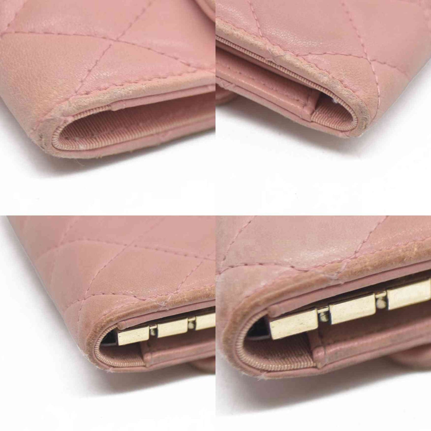 CHANEL $710 Quilted Matelasse CC Logo Lambskin 6 Ring Key Case Pink/7BH0171