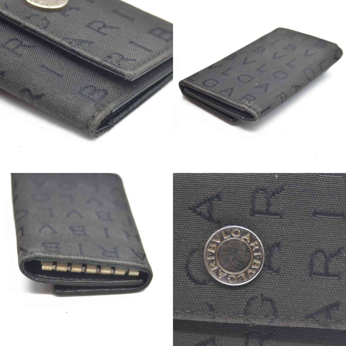 BVLGARI Logo Mania Classico Canvas 6 Ring Key Case Black
