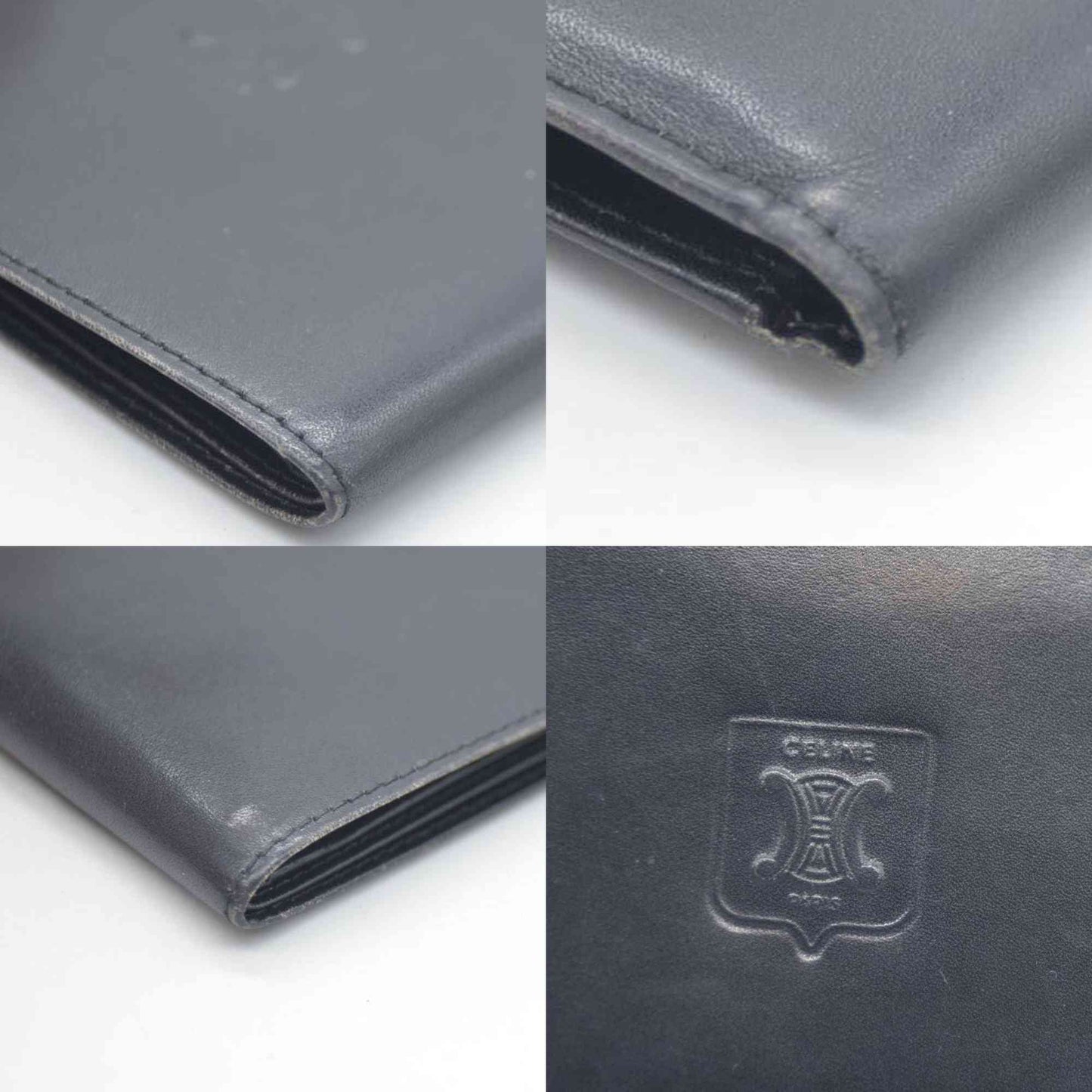 CELINE Macadam Leather Bifold Wallet Purse Black