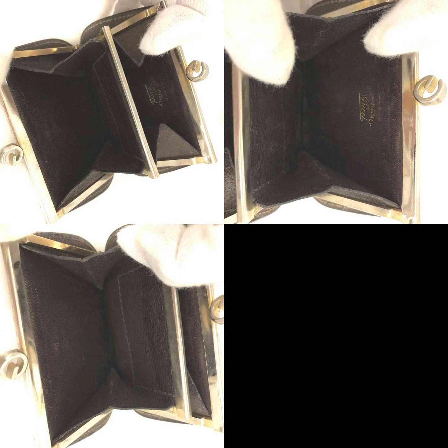 $290 Vintage Gucci GG Kisslock Coin Pouch Leather Brown