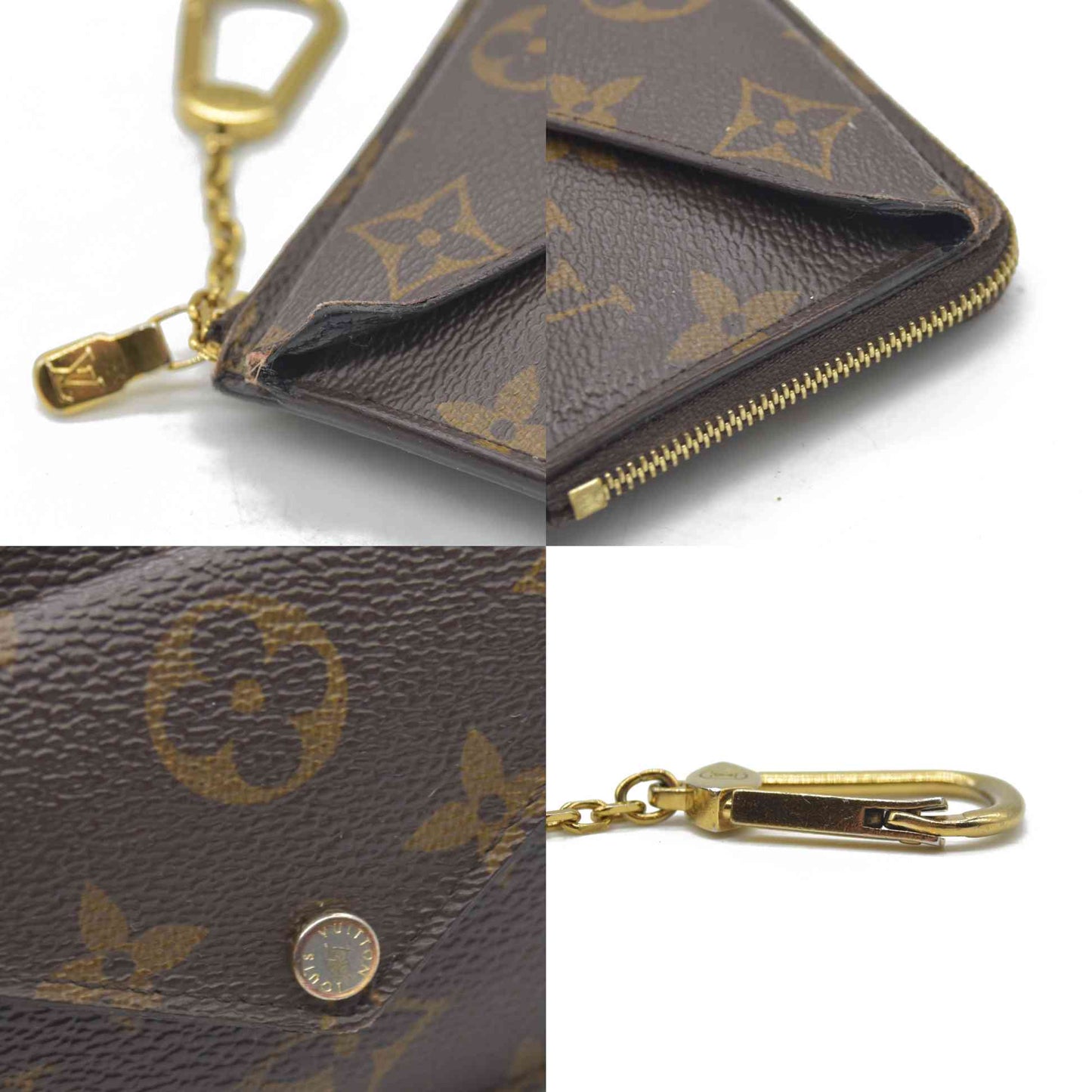 $675 Louis Vuitton  Monogram Recto Verso Card Holder Black RFID Damaged Key Ring
