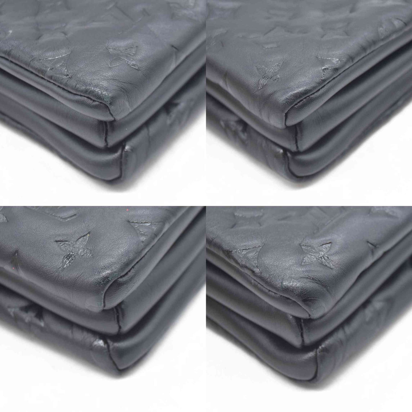 $4950 LOUIS VUITTON  Lambskin Embossed Monogram Coussin PM Black