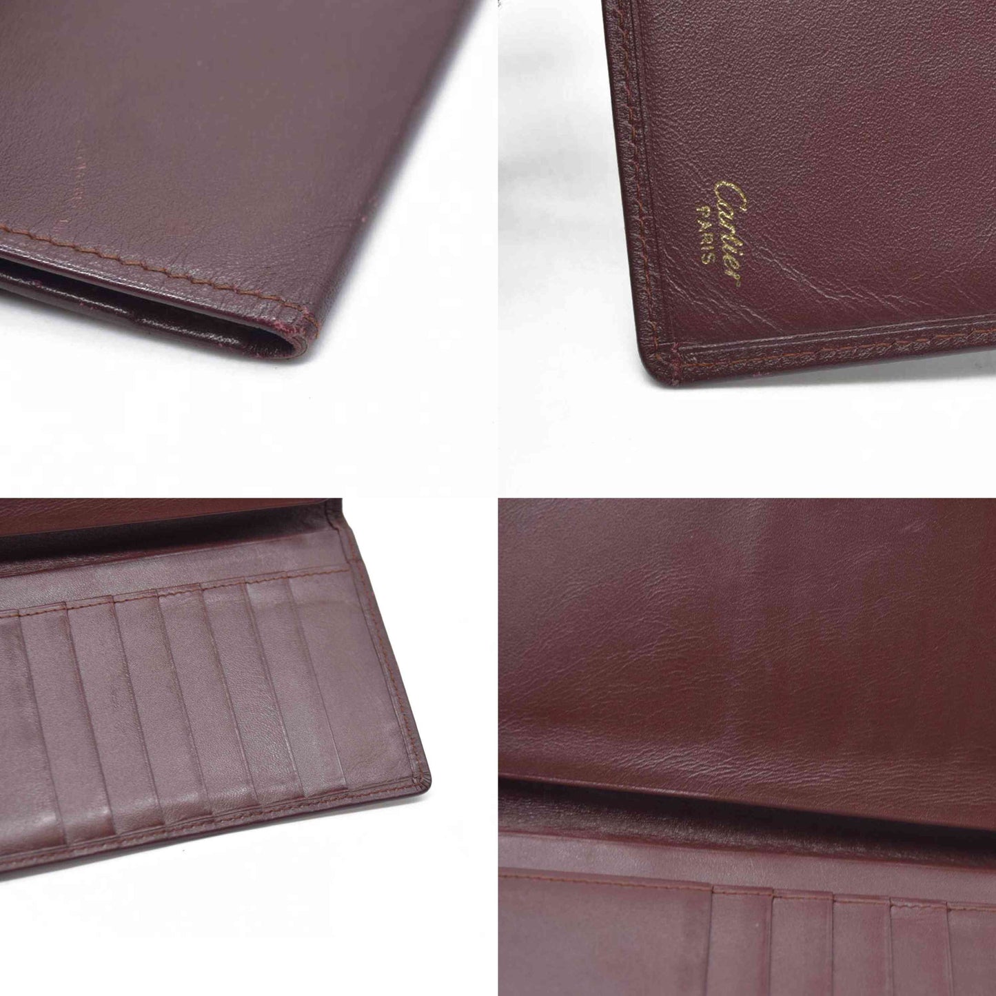 Cartier Vintage Burgundy Bifold Leather Wallet