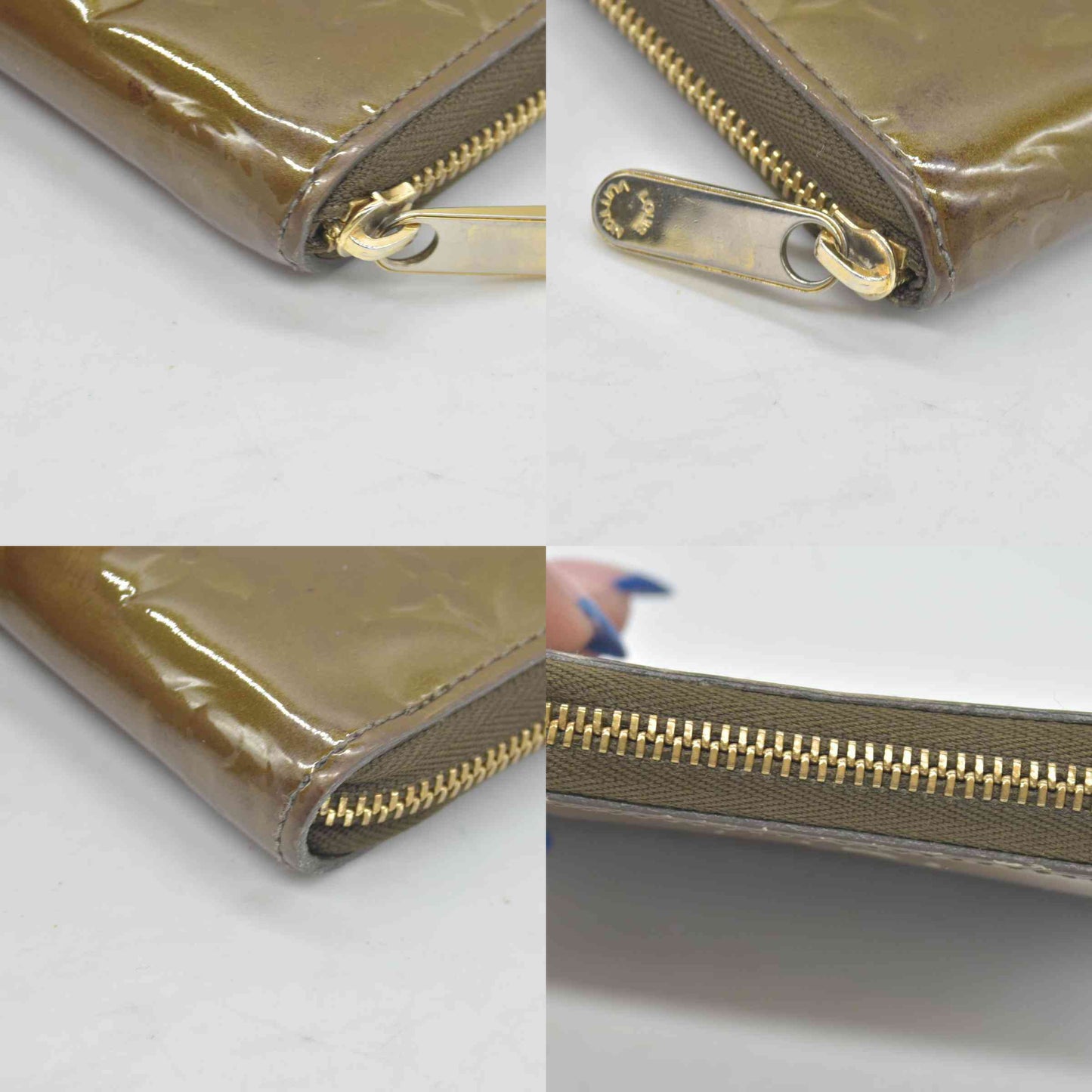 $520 Louis Vuitton Monogram Vernis Vernis Patent Leather Zippy Compact Wallet CONSIGNMENT