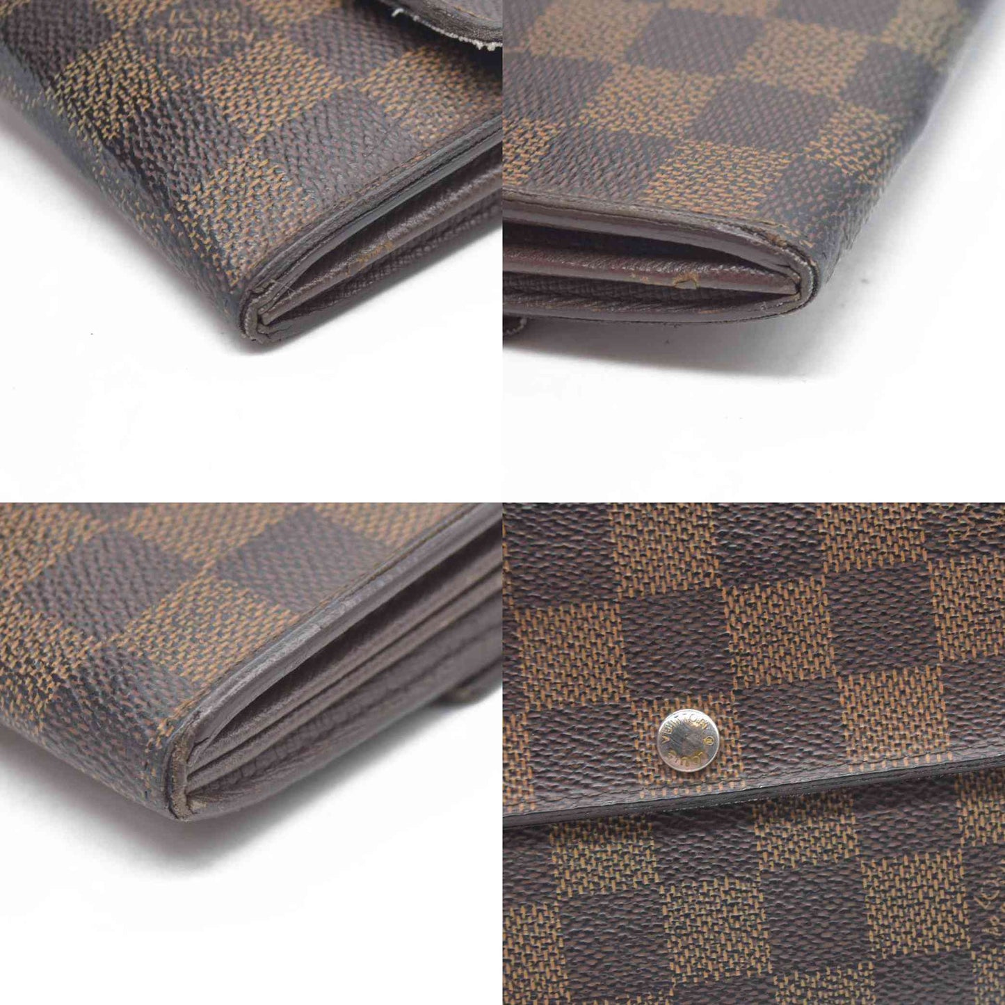 $770 Louis Vuitton Damier Porte Feuille Sarah Long Bifold Wallet Brown