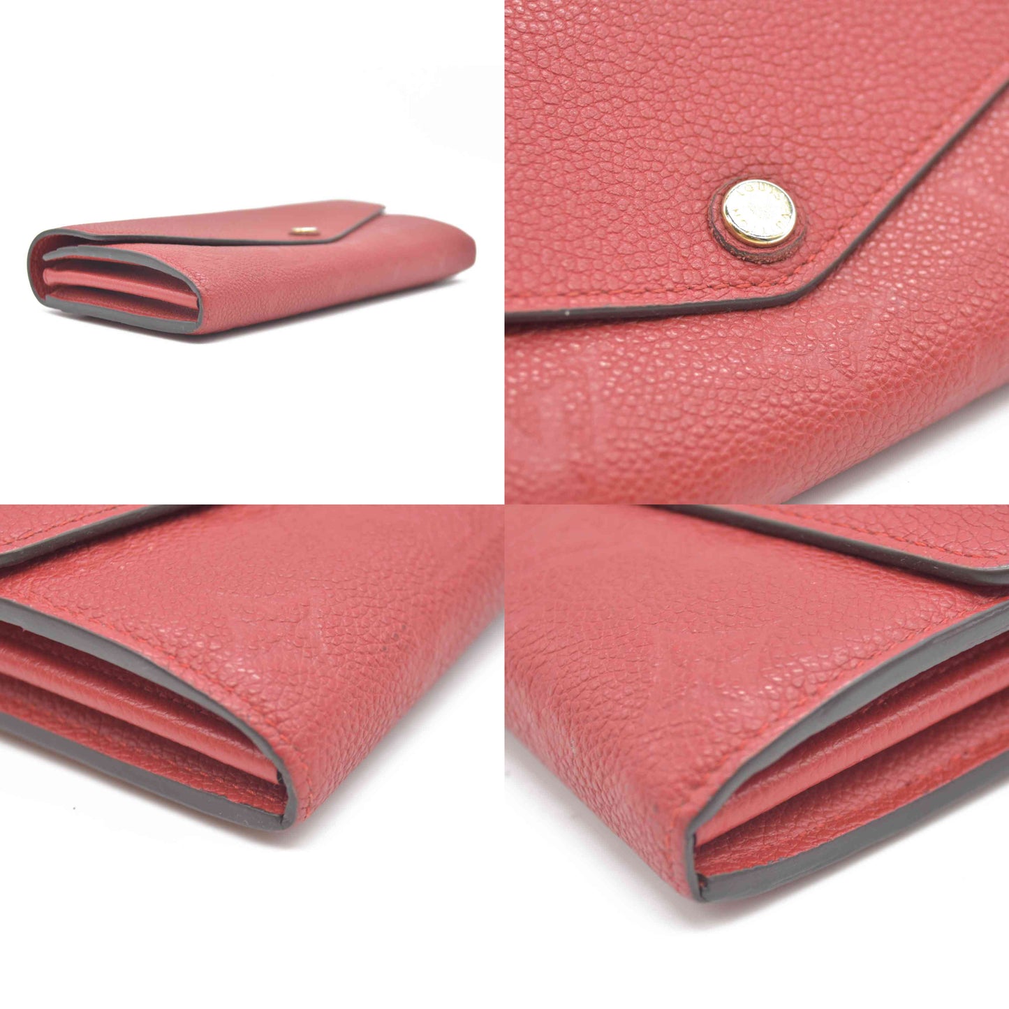 AUCTION $1030 Louis Vuitton  Empreinte Sarah Wallet NM Red Scarlet CA4167