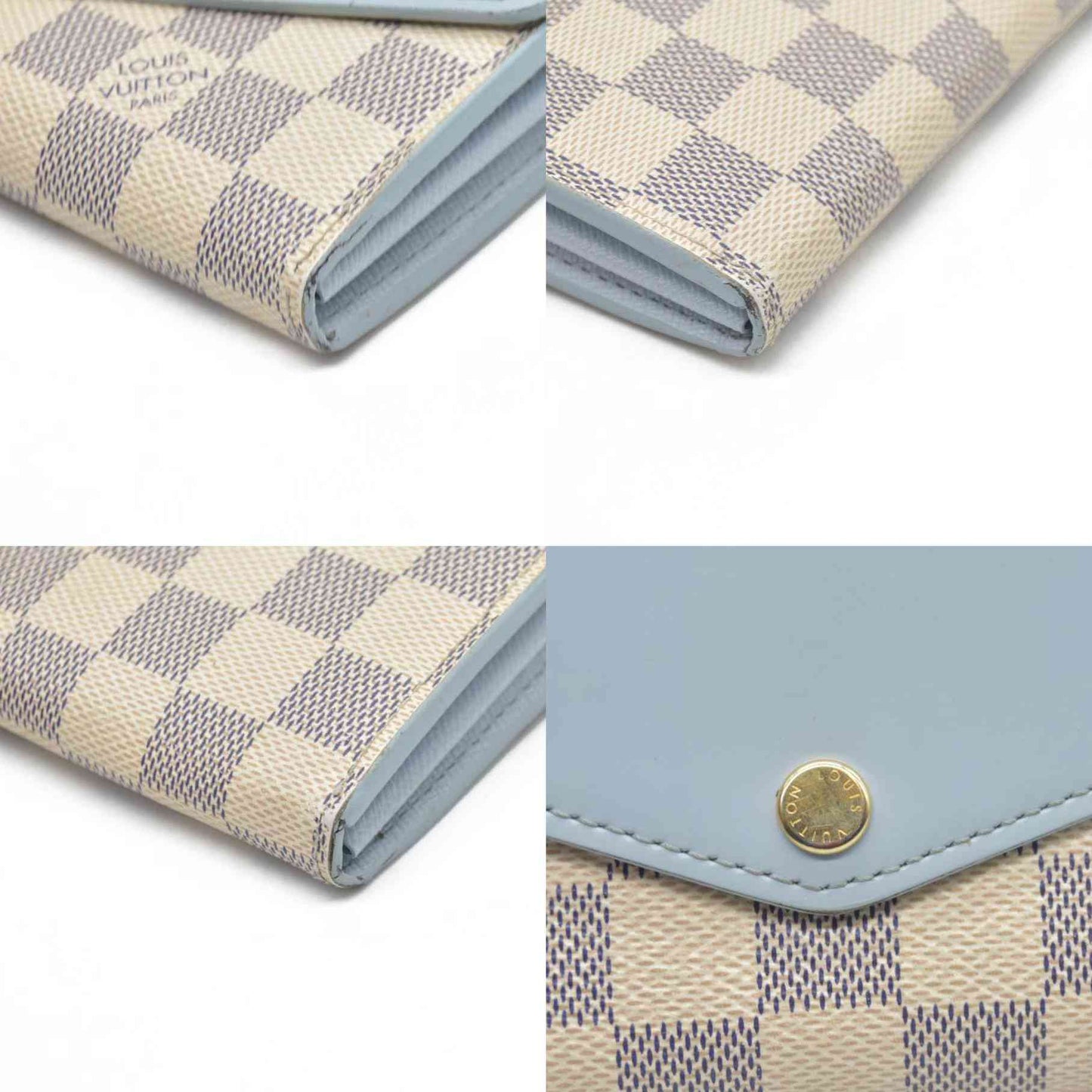 $830 Louis Vuitton Bleu Olympe Damier Azur Canvas Sarah NM3 Wallet