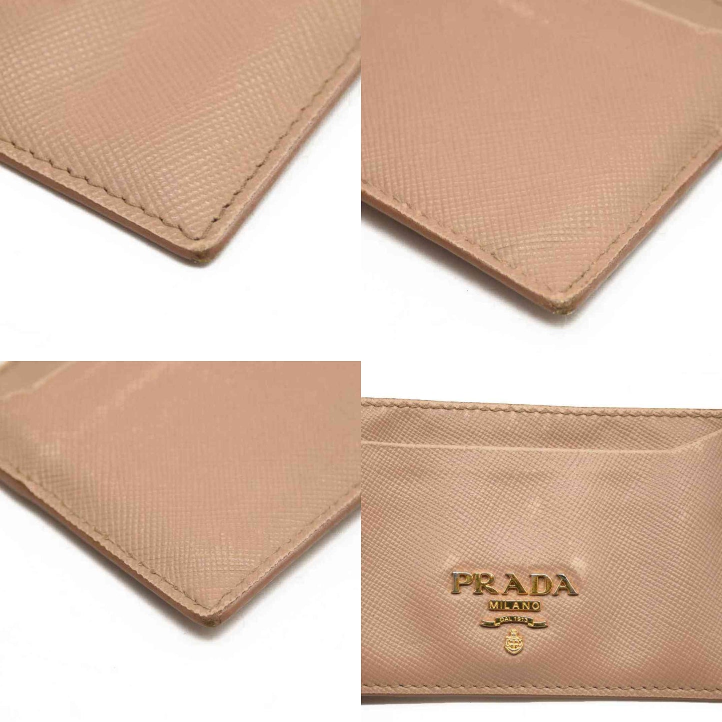 Prada Card Holder Beige Saffiano