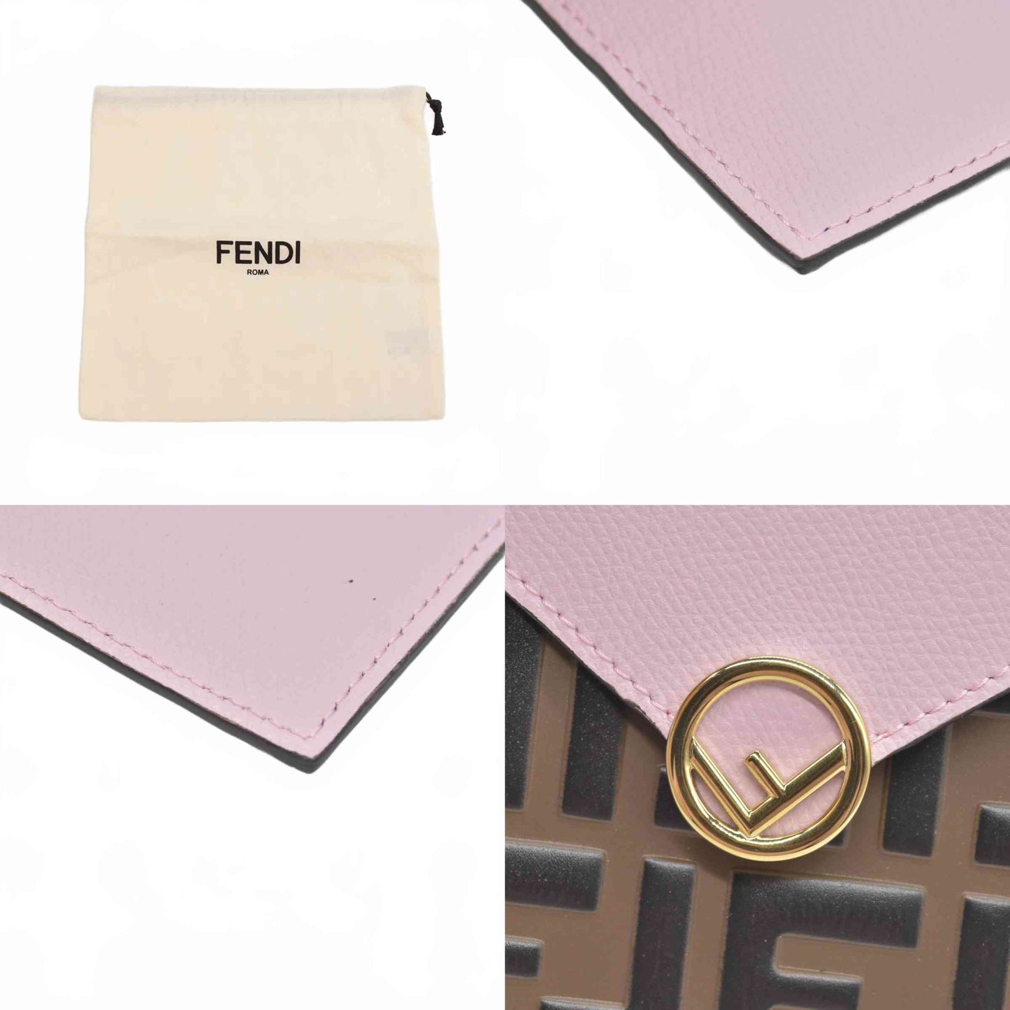 $850 Fendi Vitello Cruise F is Fendi Bi-Color FF 1974 Embossed Envelope