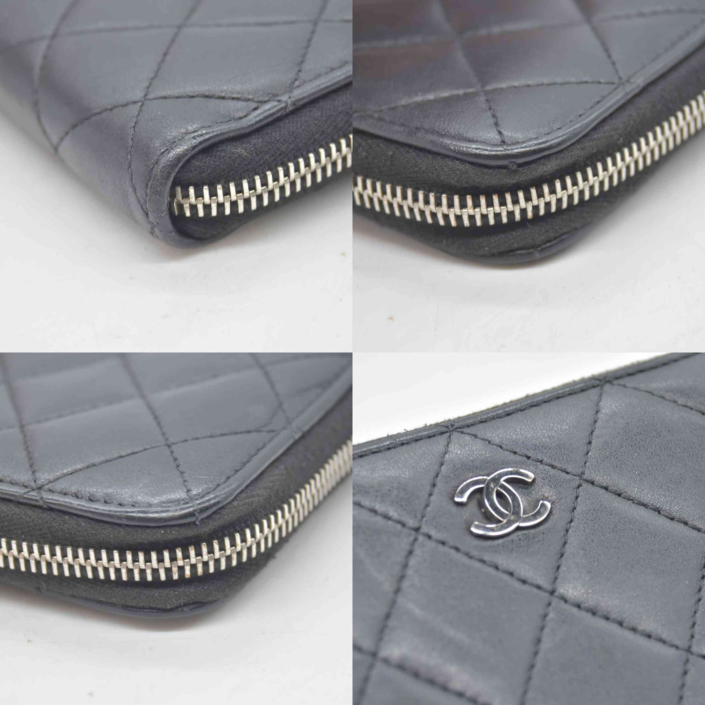 $1475 2011 Chanel Long Zipped Wallet Quilted Smooth CC