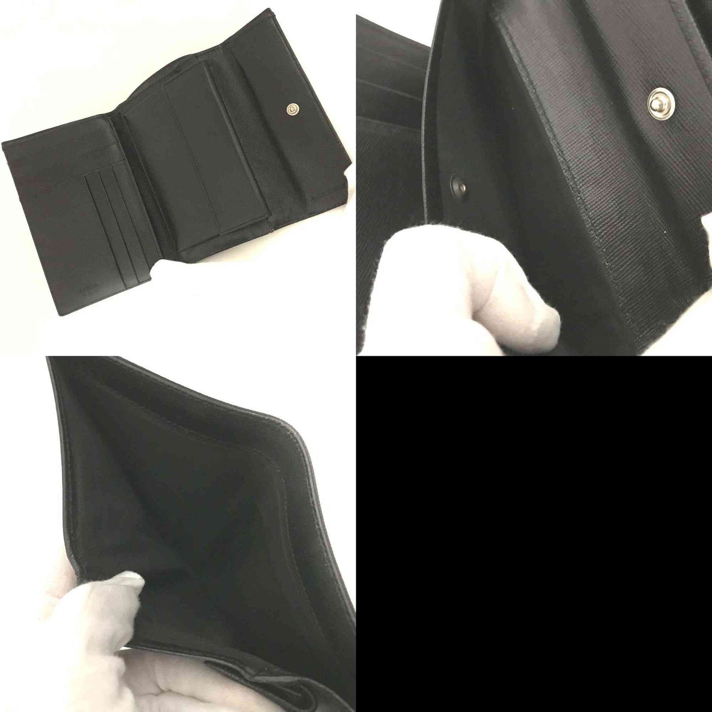 $675 PRADA Logo Plate Nylon Trifold Wallet Purple