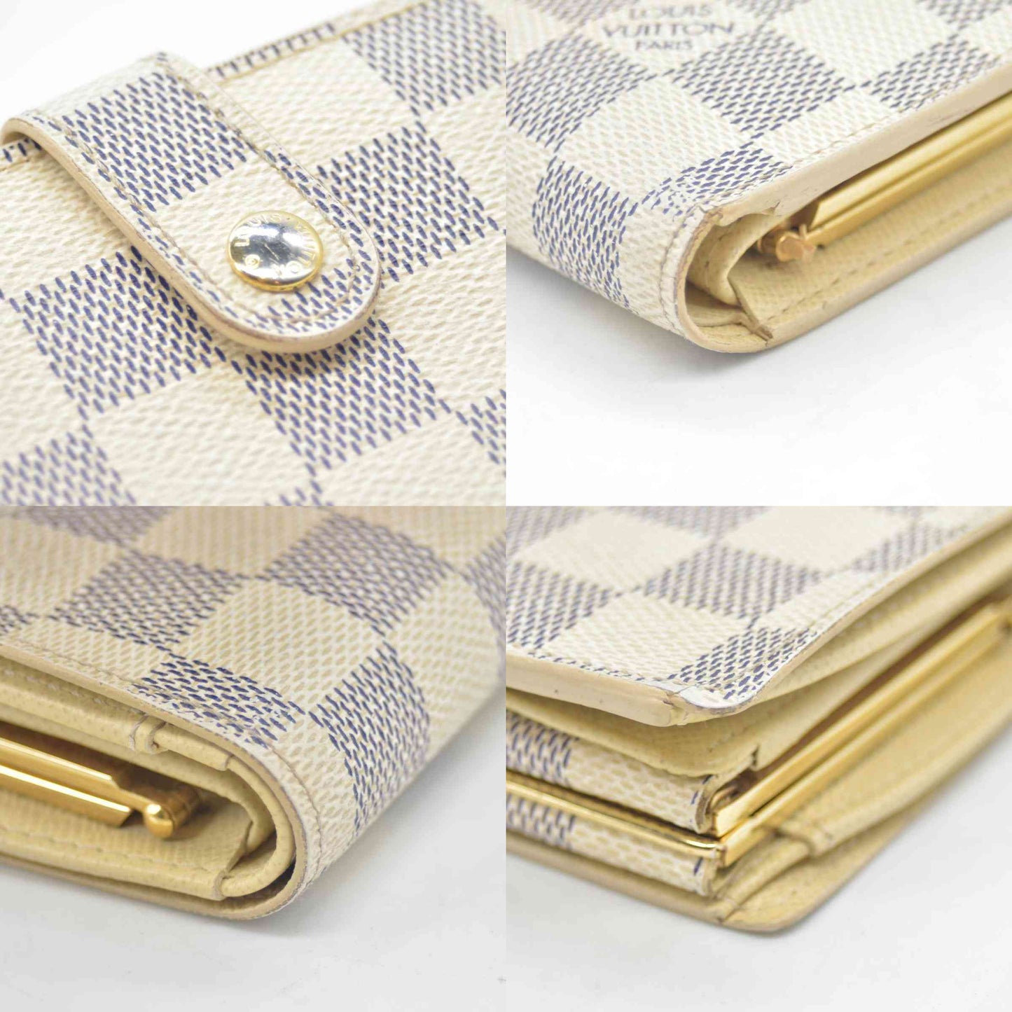 $750 Louis Vuitton Damier Azur French Kisslock Wallet MI3088 CONSIGNMENT