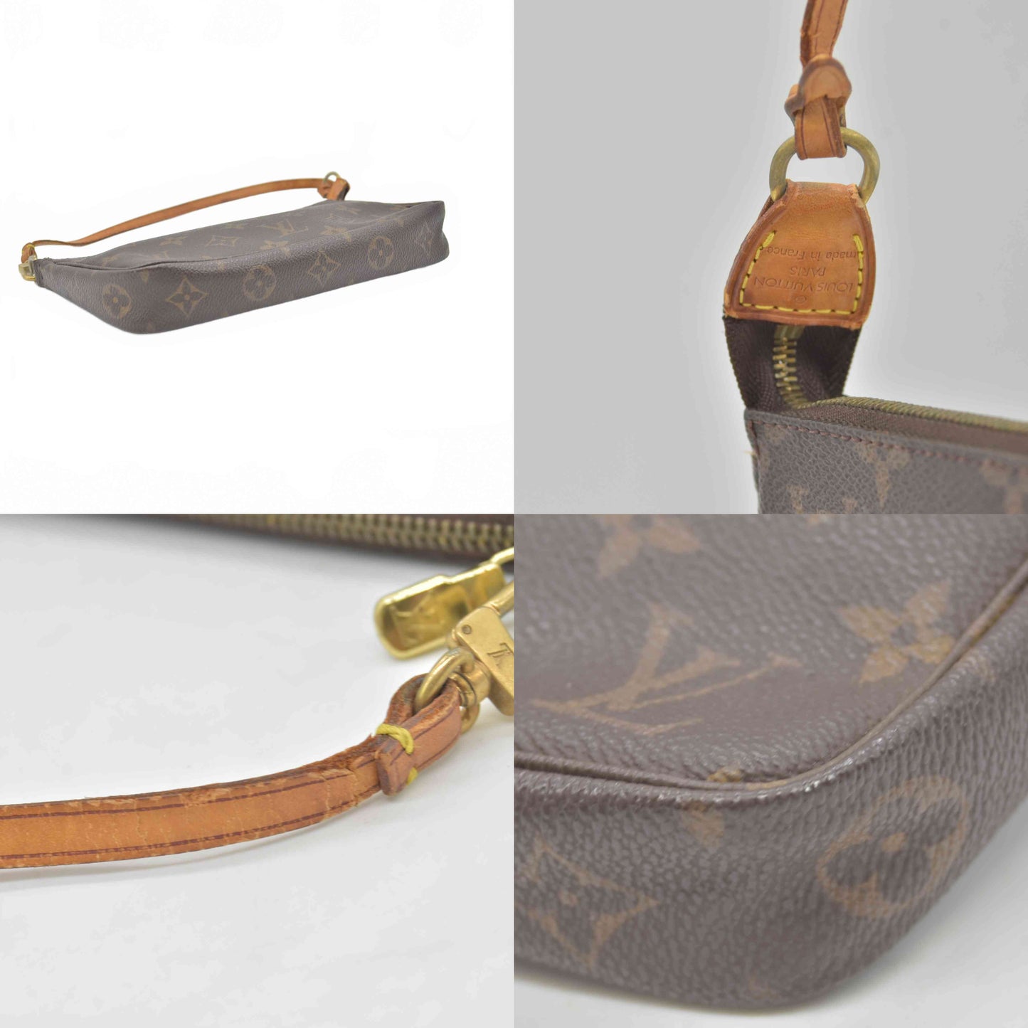 $1290 2000 Louis Vuitton LV Pochette Accessoires Brown Monogram VI0050