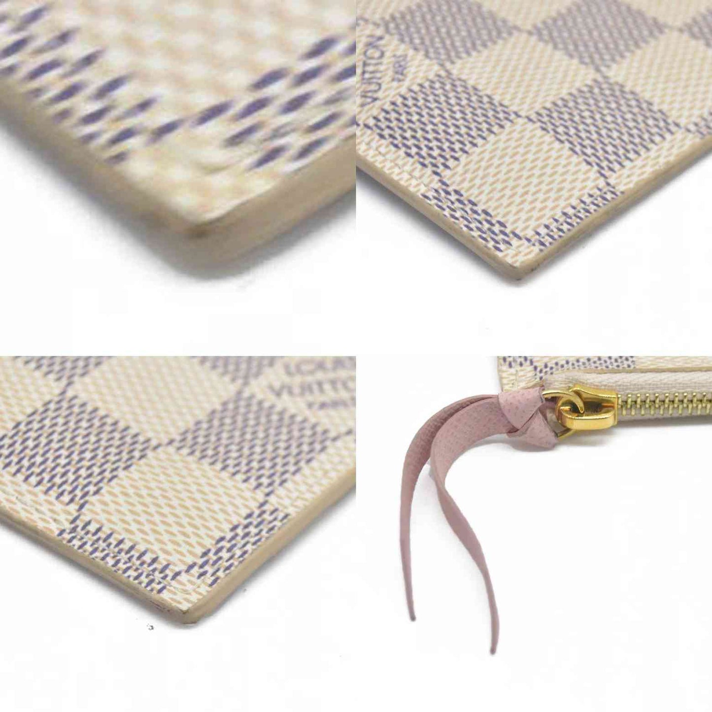 $1580 Louis Vuitton Damier Azur Pochette Félicie Wallet Zippered Insert Rose Ballerine