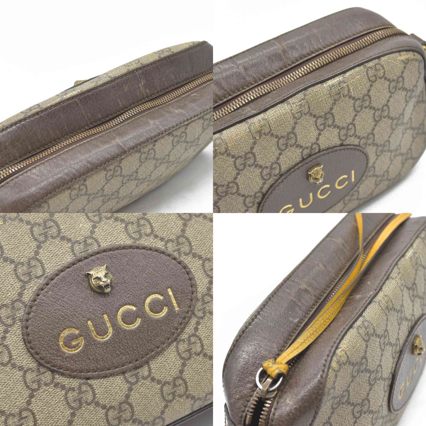 $1890 Gucci  GG Supreme Monogram Web Neo Vintage Shoulder Bag Beige New Acero Crop