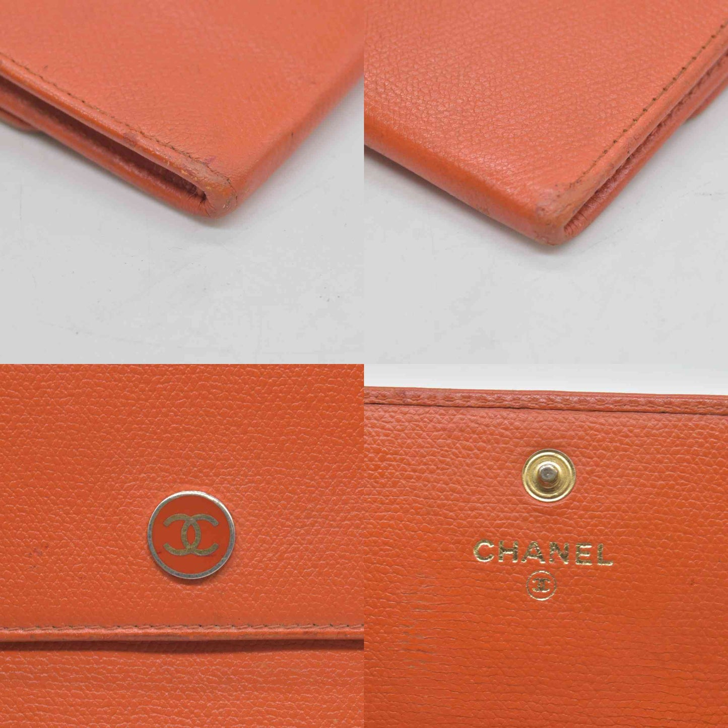 $725 Chanel  2003-2004 Compact Yen Wallet Button Orange CONSIGNMENT