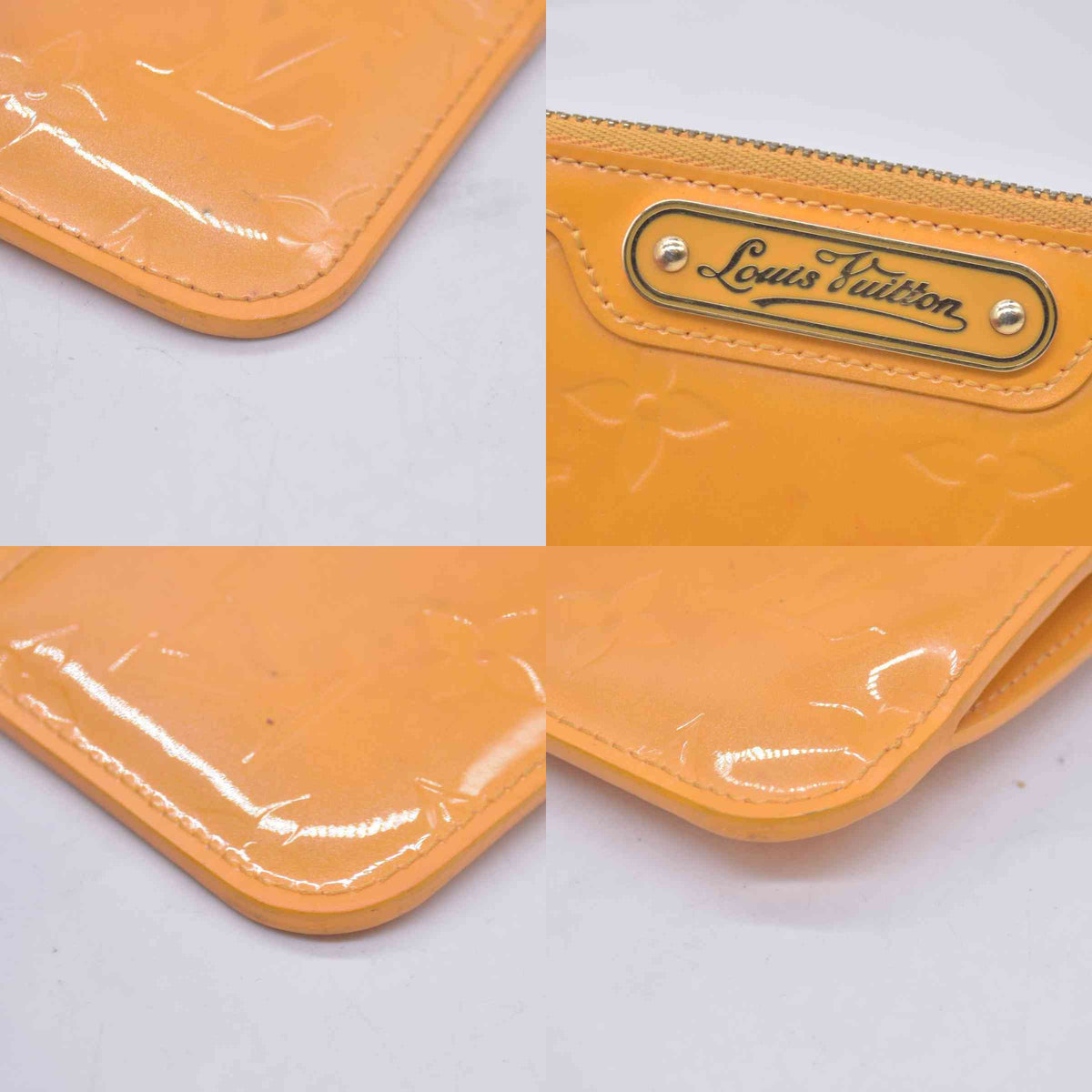 $550 2012 LOUIS VUITTON Monogram Vernis Key Pouch Jaune Passion CA1102 CONSIGNMENT 10021176