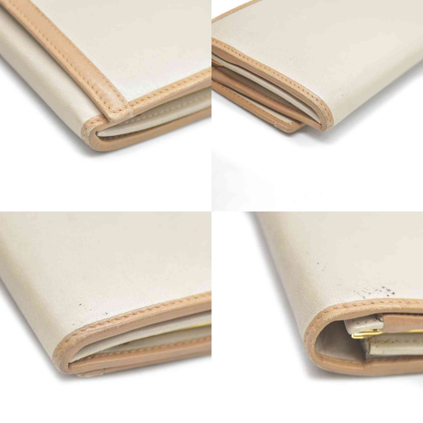 CELINE Macadam Leather Long Bifold Wallet Beige