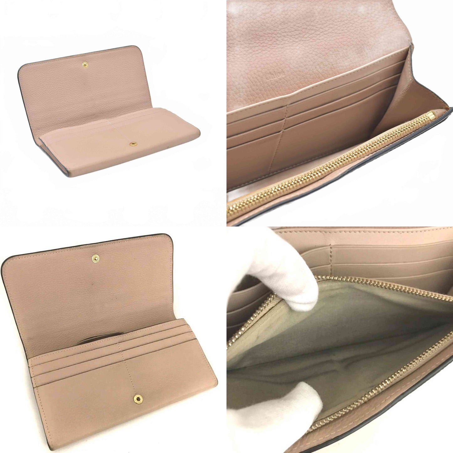 $715 Chloe Alphabet Leather Long Bifold Wallet Pink M
