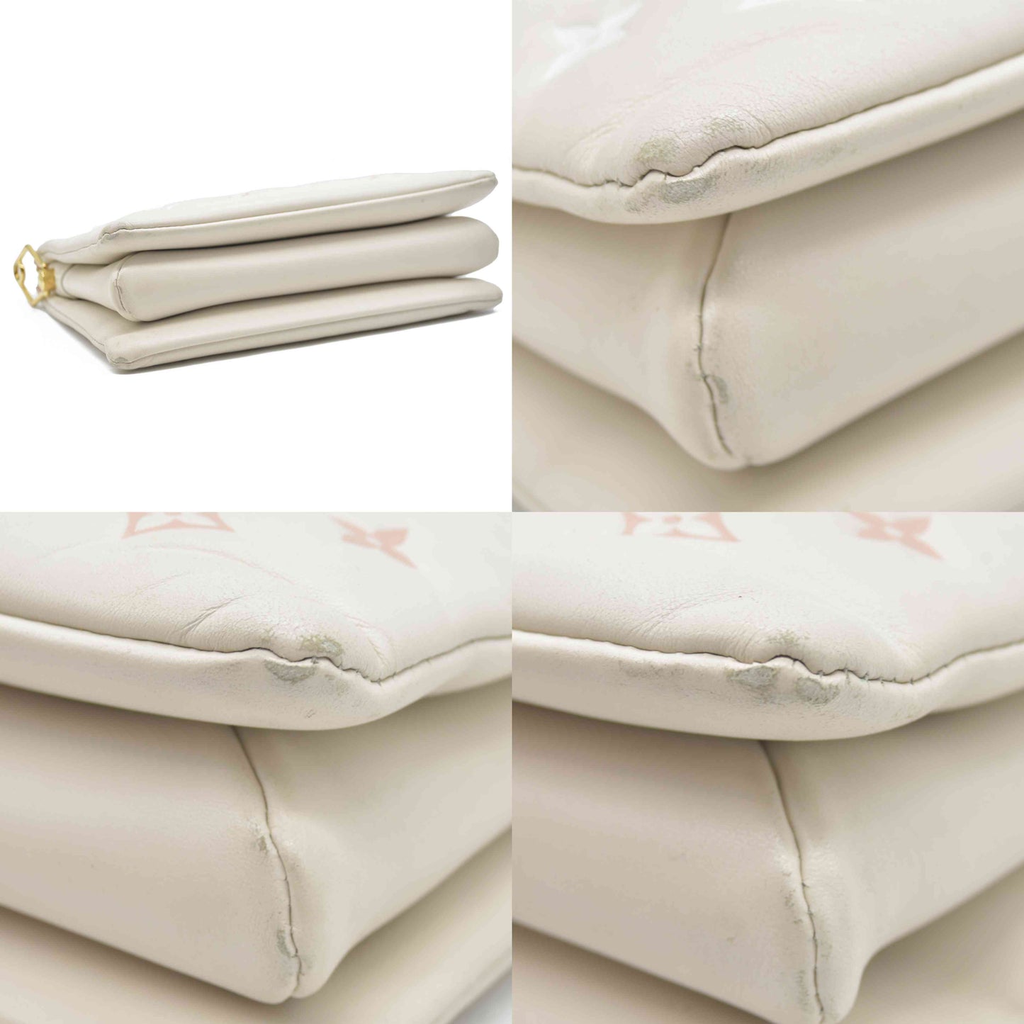 $5100 Louis Vuitton Lambskin Embossed Monogram Coussin PM Natural Creme 2023