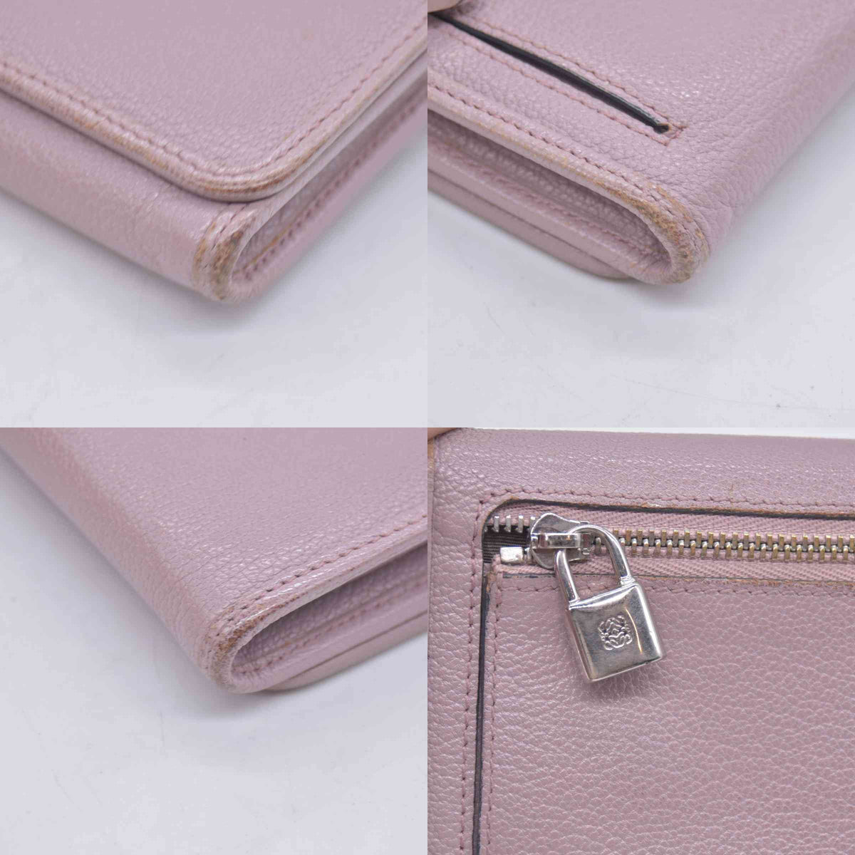 $990 Loewe  Leather Continental Wallet Beige CONSIGNMENT