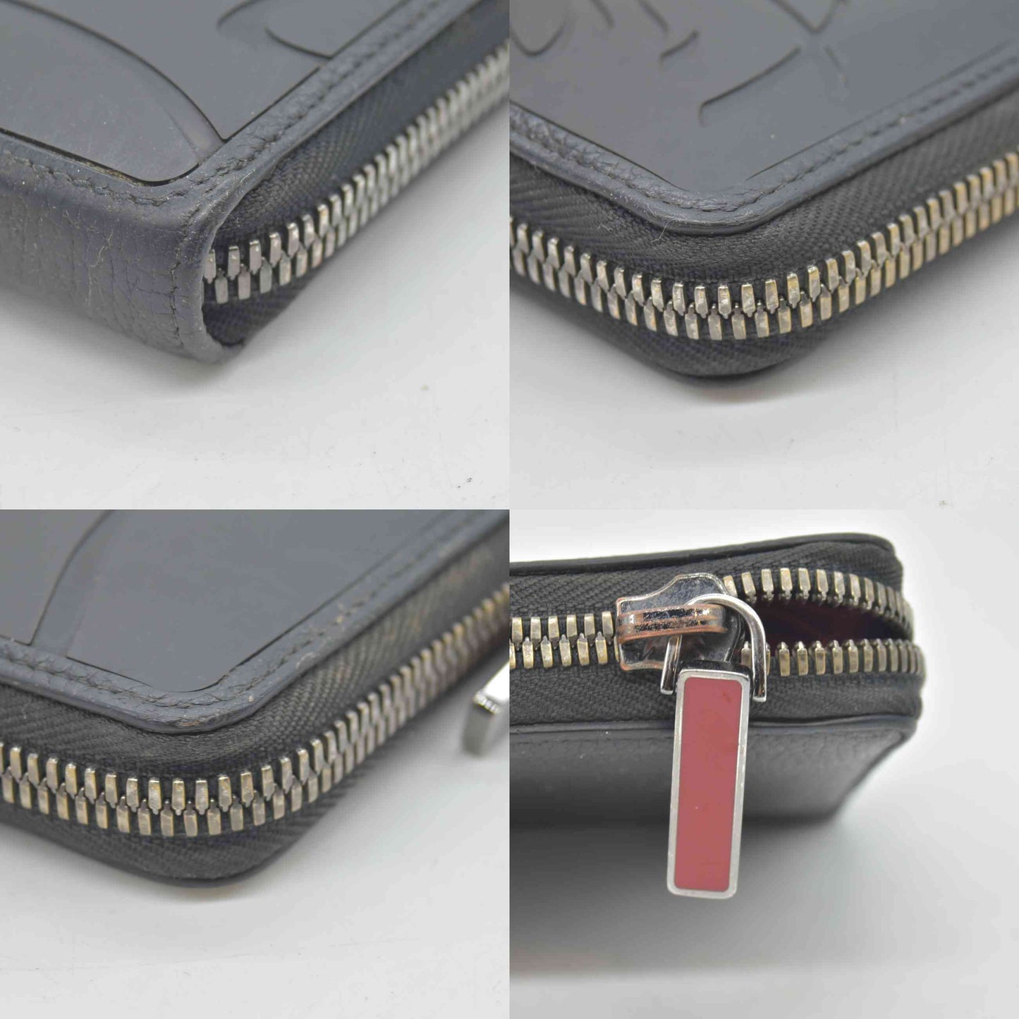 $790 Christian Louboutin Calfskin Panettone Zip Around Wallet Loubi Black