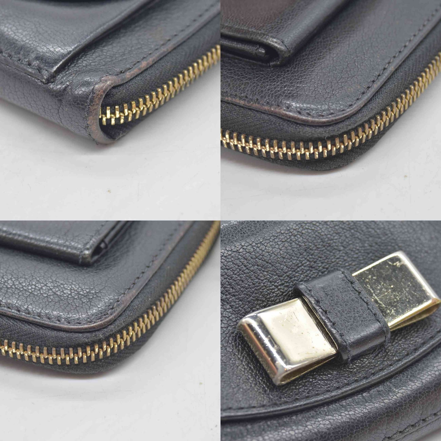 $550 Chloe Lily Leather Zip Around Long Wallet Purse Black