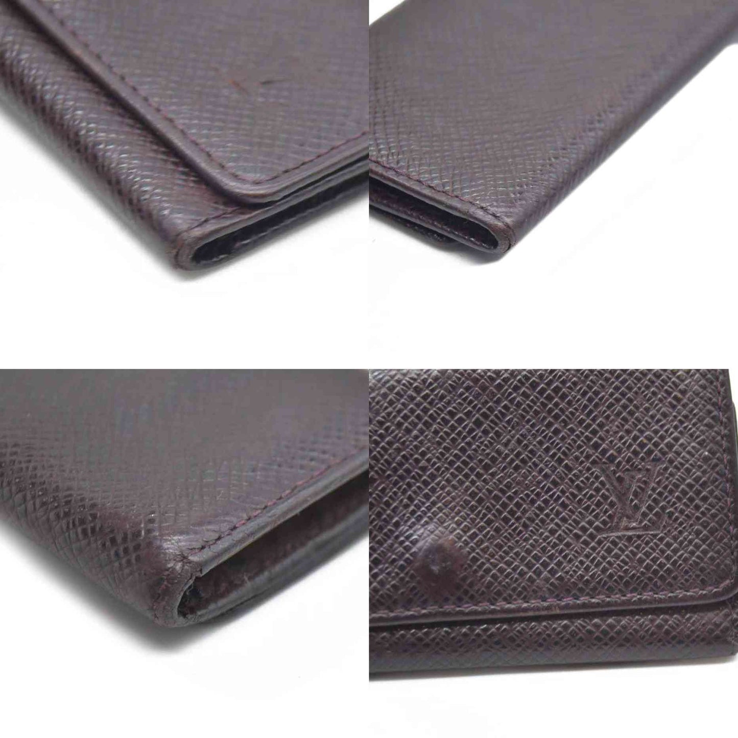 AUCTION $350 Louis Vuitton Taiga Leather Multicles 4 Ring Key Case Acajou CA0928