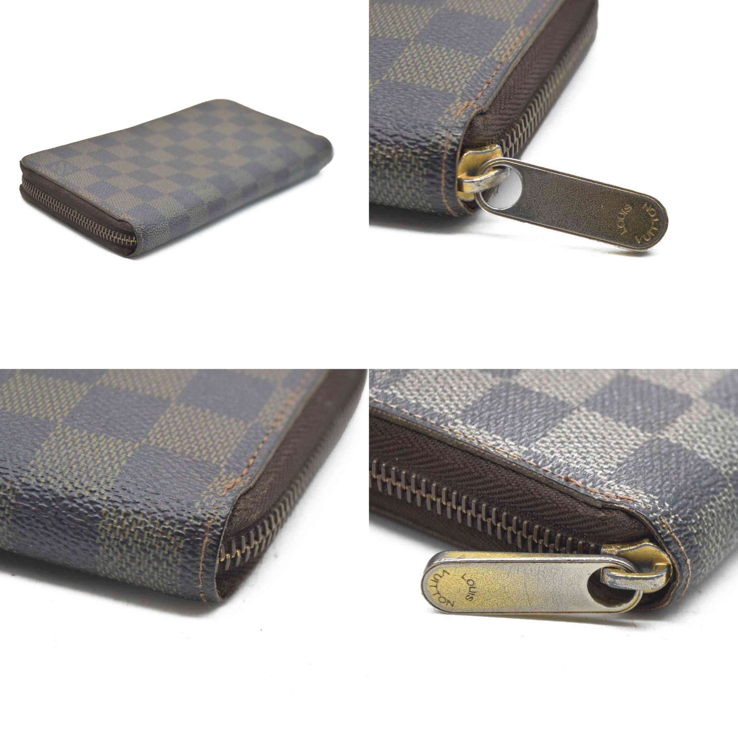 Louis Vuitton Damier Zippy Zip Around Long Wallet Purse Brown CA1099