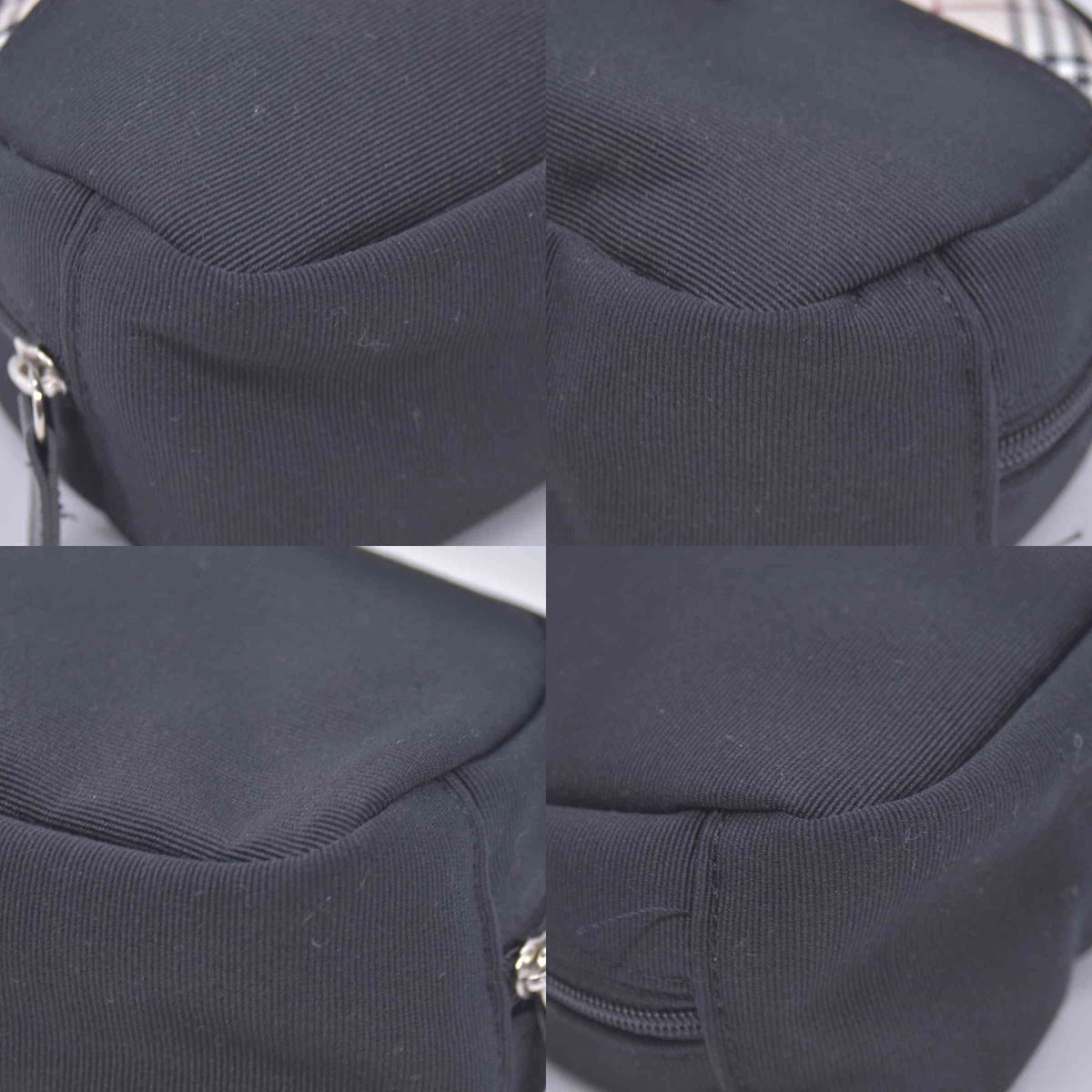 $380 BURBERRY Canvas & Check Nylon Cosmetic Pouch Black Beige CONSIGNMENT 10021232