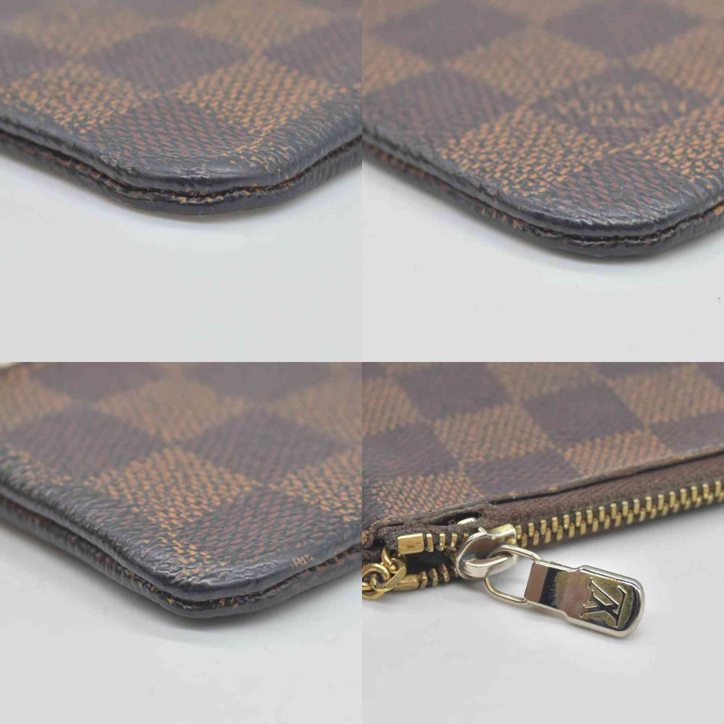 $345 DAMAGED Louis Vuitton Damier Ebene Key Pouch CONSIGNMENT WELL WORN