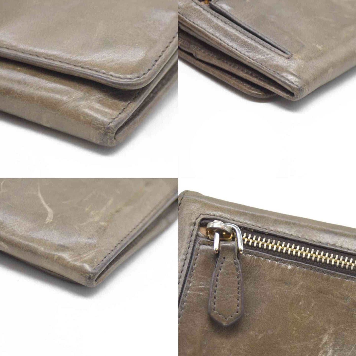 PRADA $625 Triangle Logo Leather Long Bifold Wallet Khaki/7BH0146