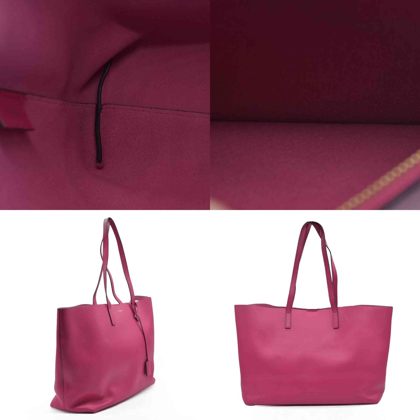 $1550 Saint Laurent Calfskin Large Shopping Tote Pink