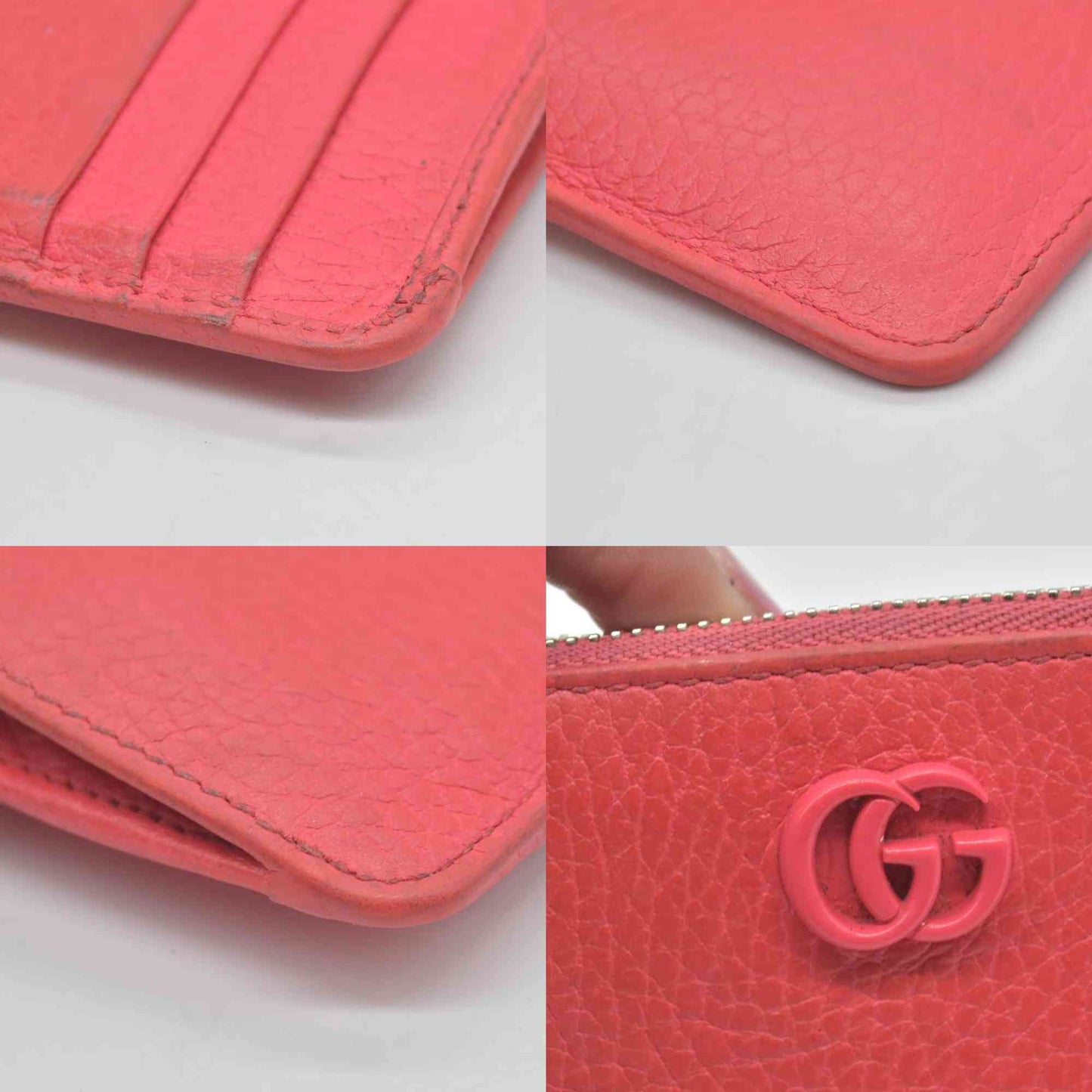 $470 GUCCI Gg Marmont Keychain Card Case Pink CONSIGNMENT