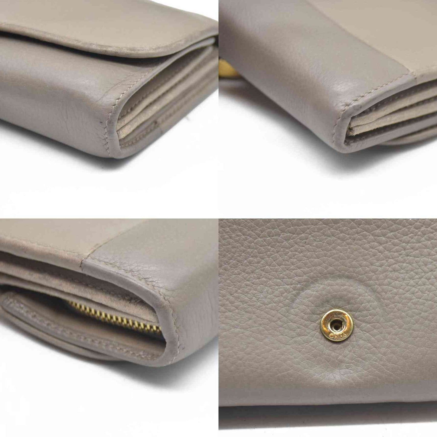 AUCTION $550 Chloe Indy Leather Long Bifold Wallet Purse Gray